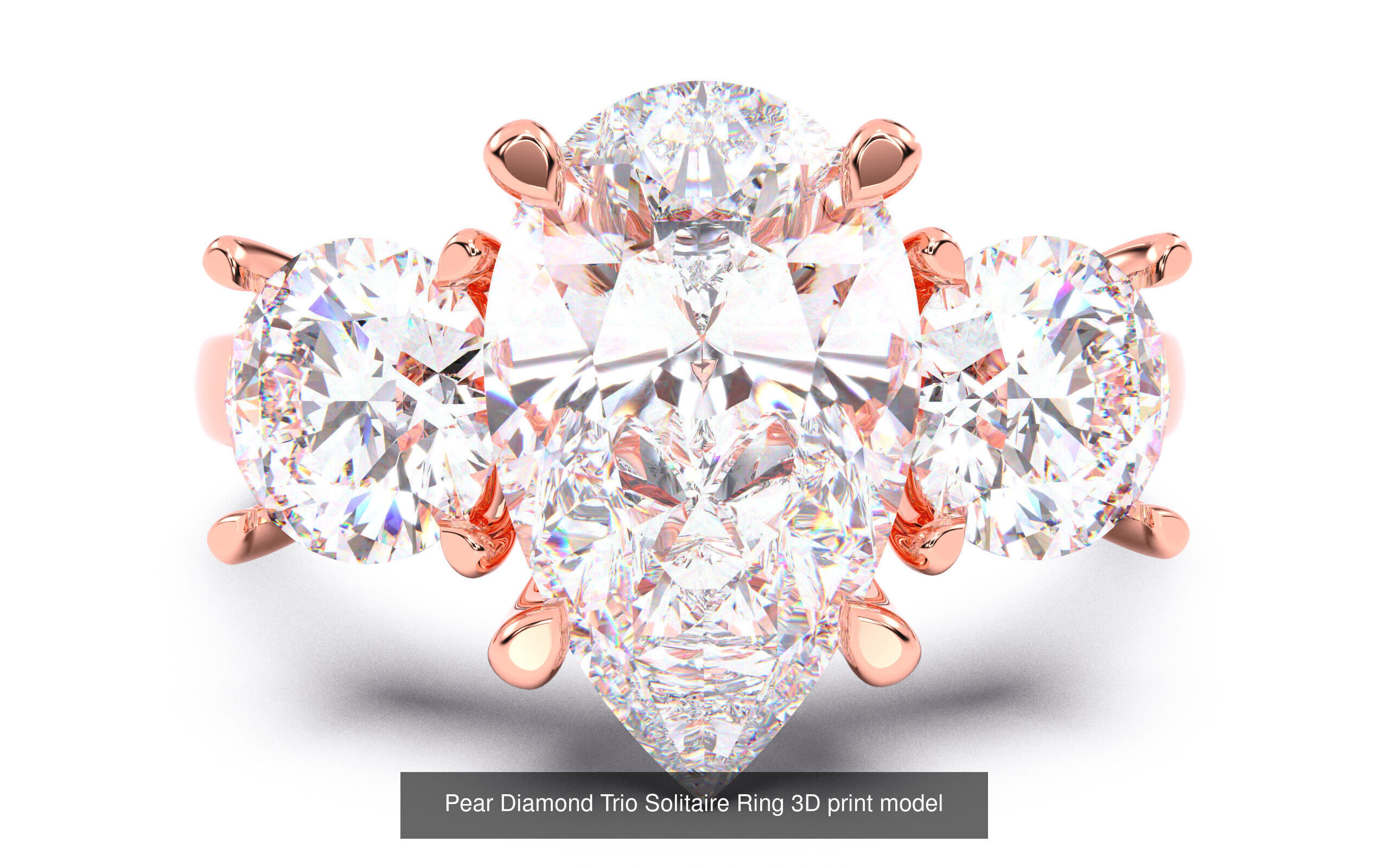 30 Pear Diamond Solitaire Rings 3D Model Collection_26