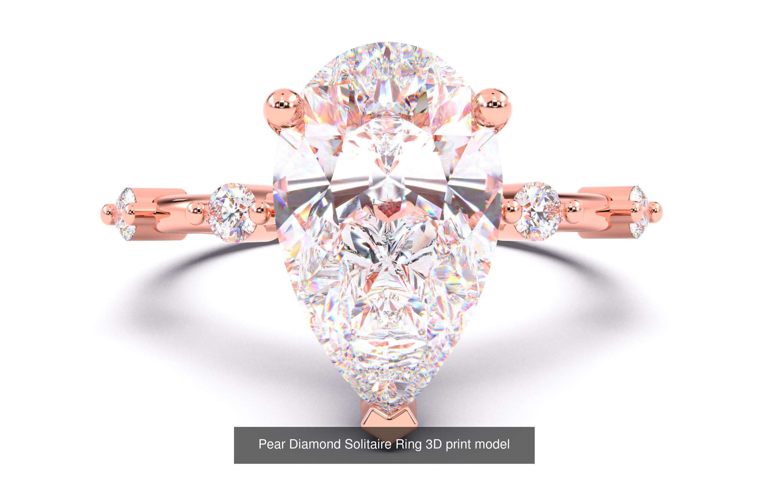 30 Pear Diamond Solitaire Rings 3D Model Collection_29