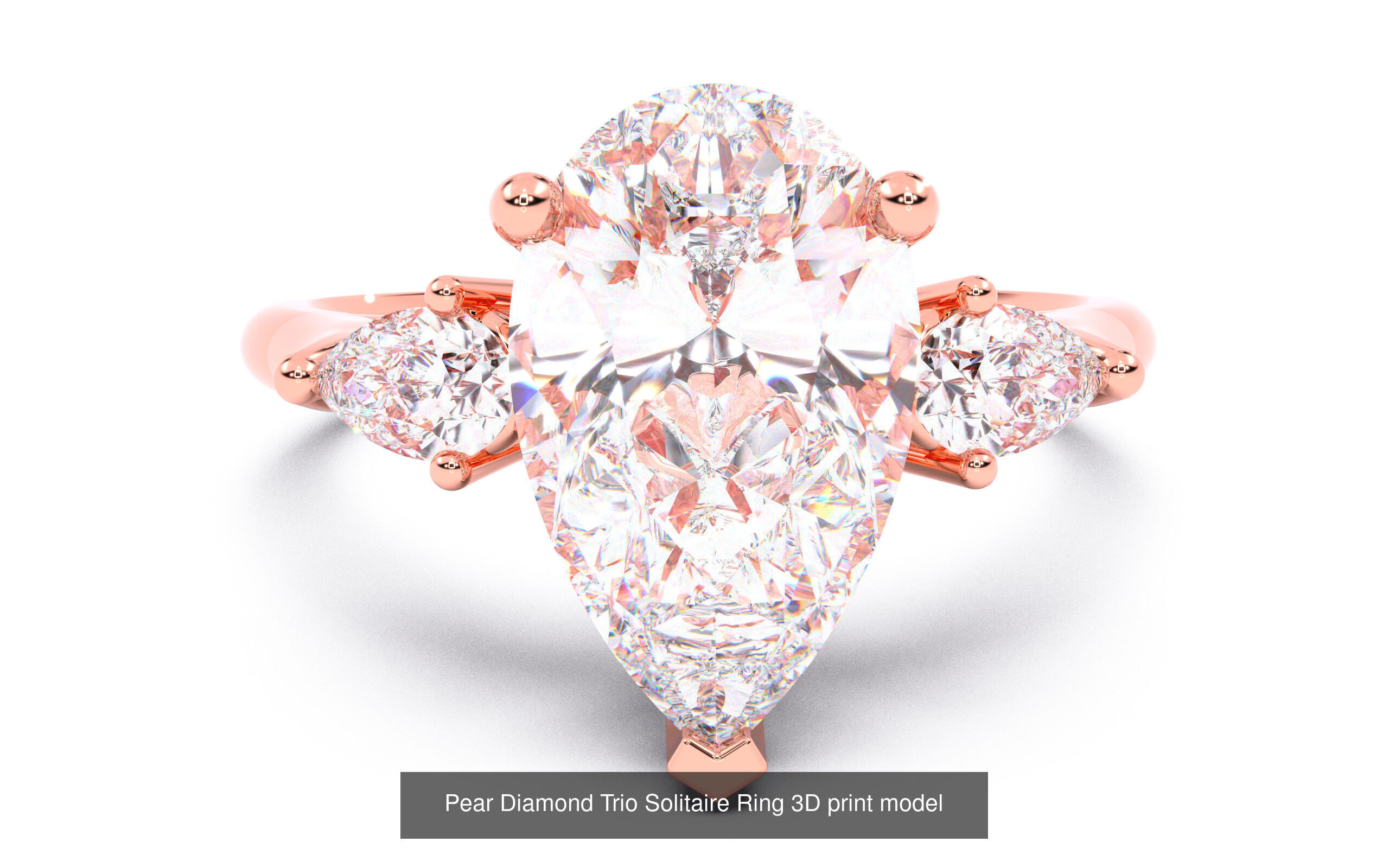 30 Pear Diamond Solitaire Rings 3D Model Collection_25