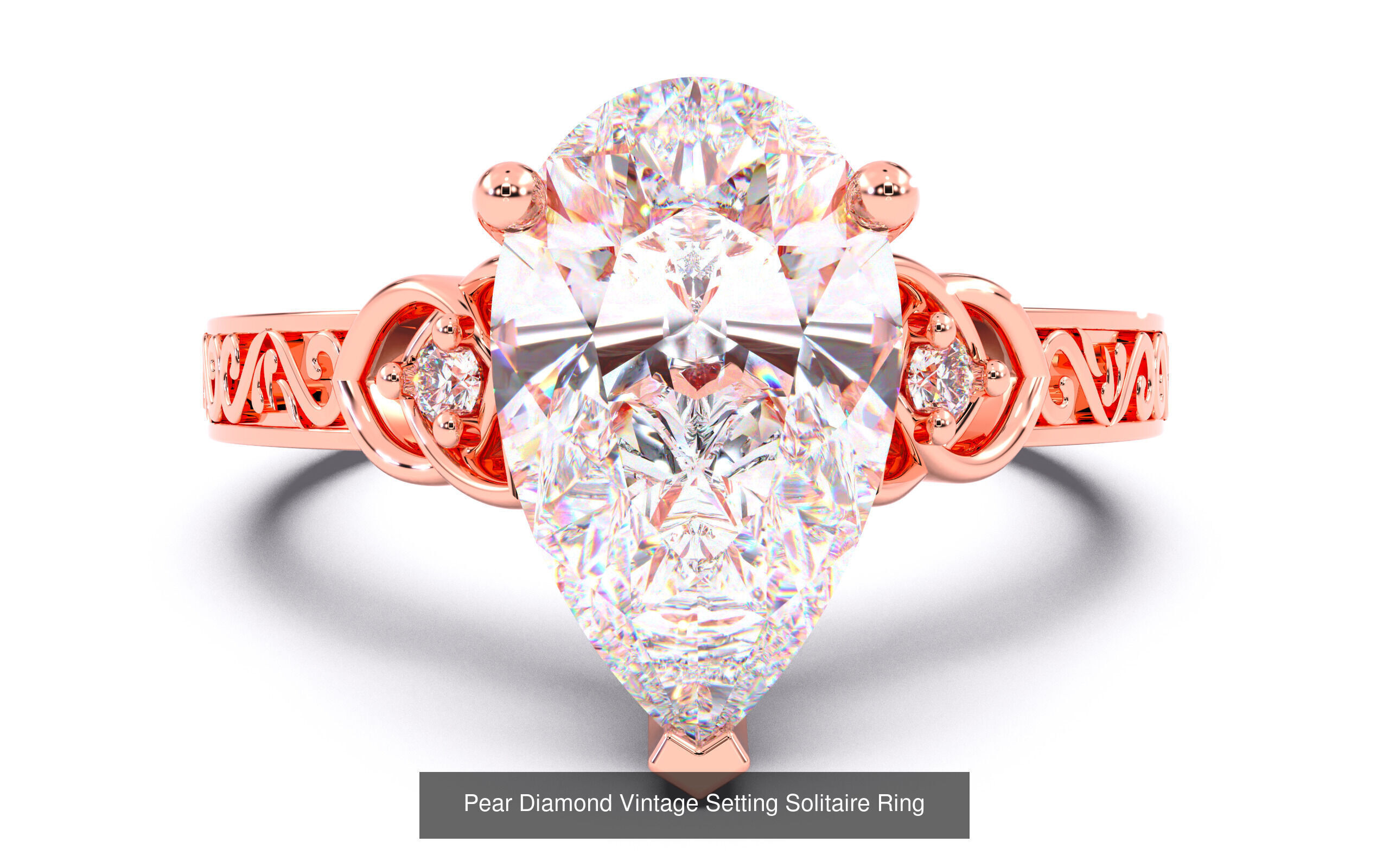 30 Pear Diamond Solitaire Rings 3D Model Collection_28