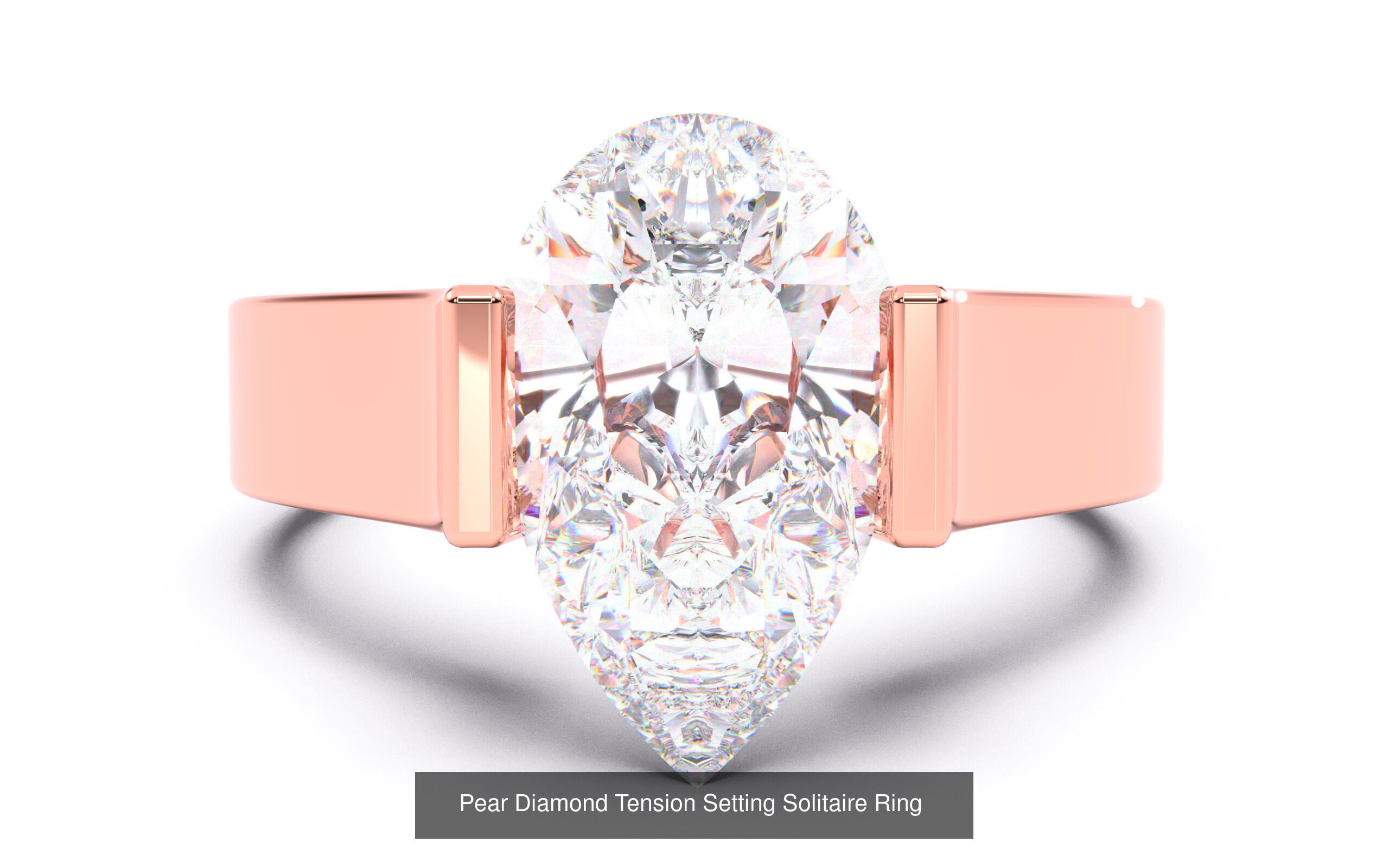 30 Pear Diamond Solitaire Rings 3D Model Collection_31