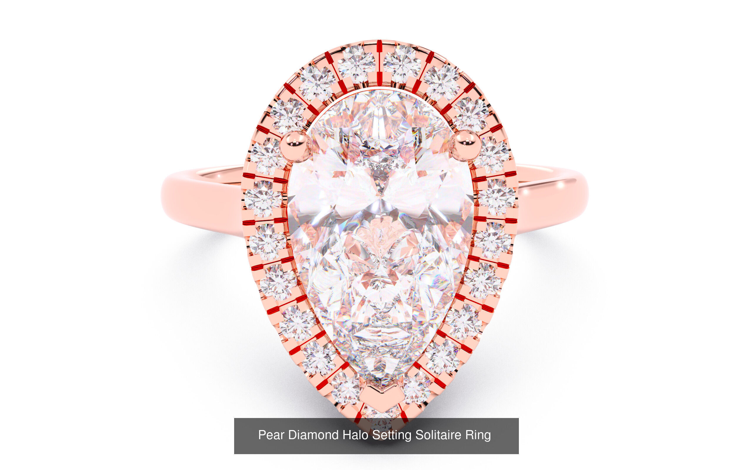 30 Pear Diamond Solitaire Rings 3D Model Collection_7