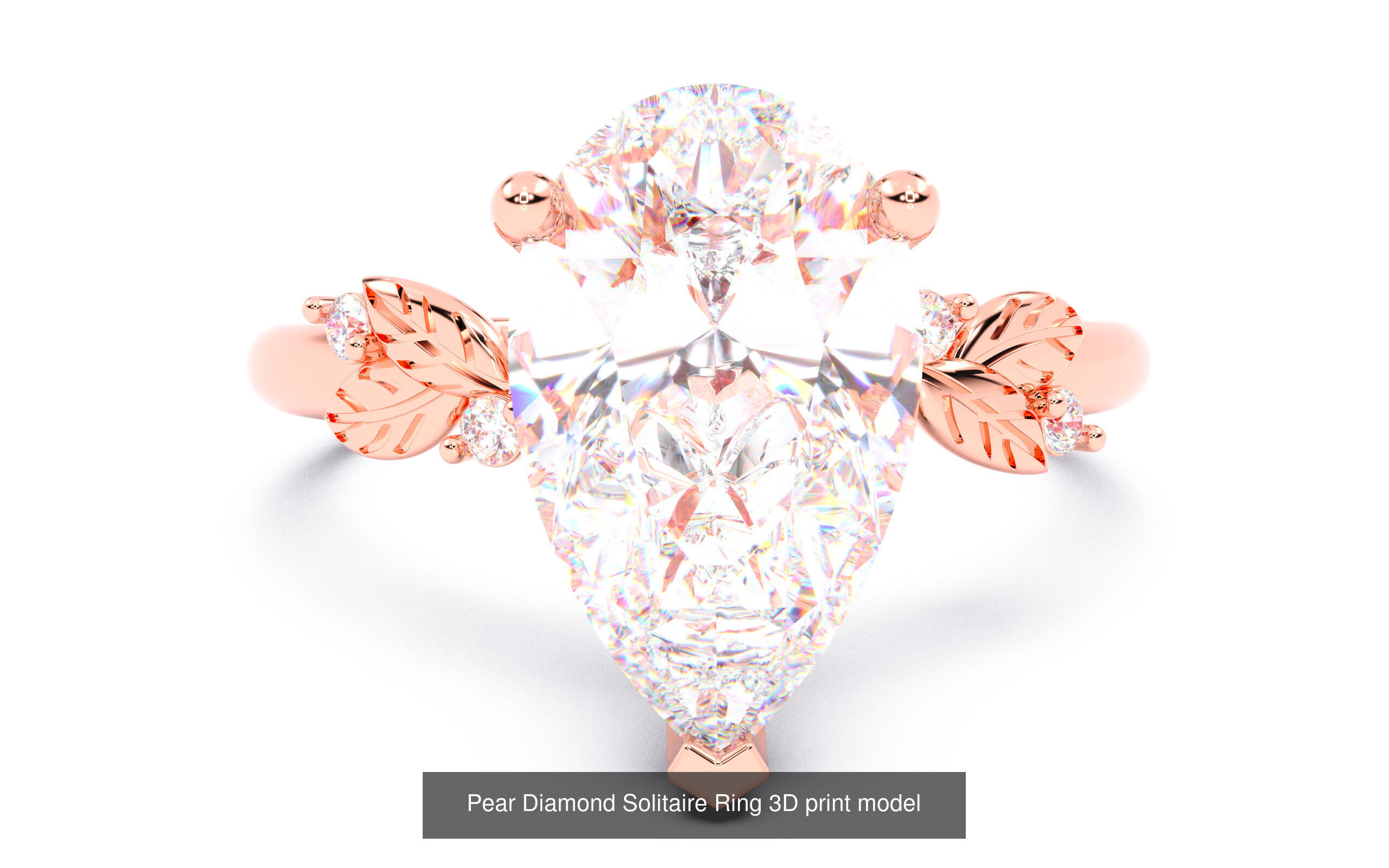 30 Pear Diamond Solitaire Rings 3D Model Collection_24