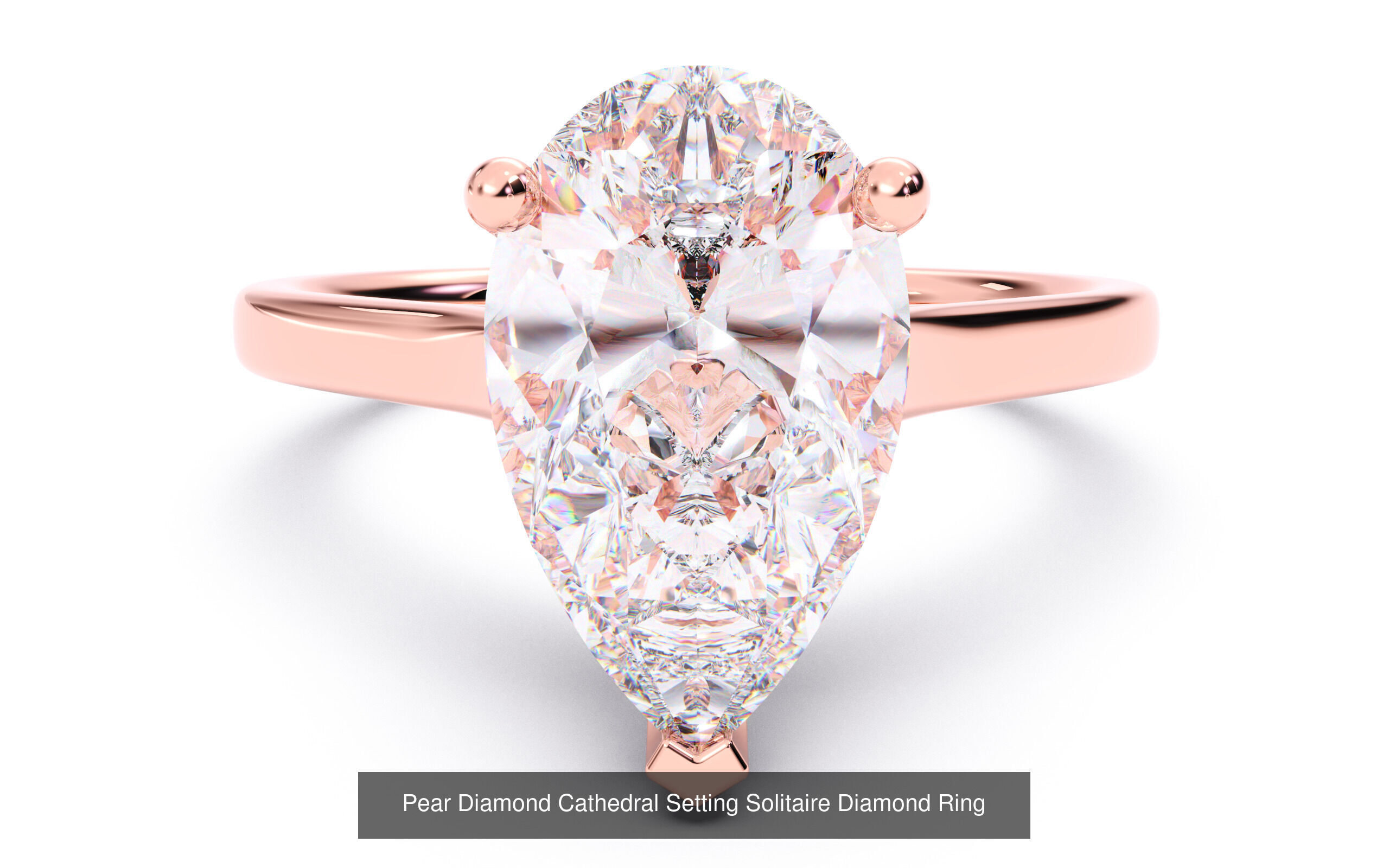 30 Pear Diamond Solitaire Rings 3D Model Collection_3