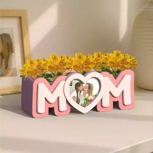 Mom Frame Planter - Heart Shape Frame - Mothers Photo Planter