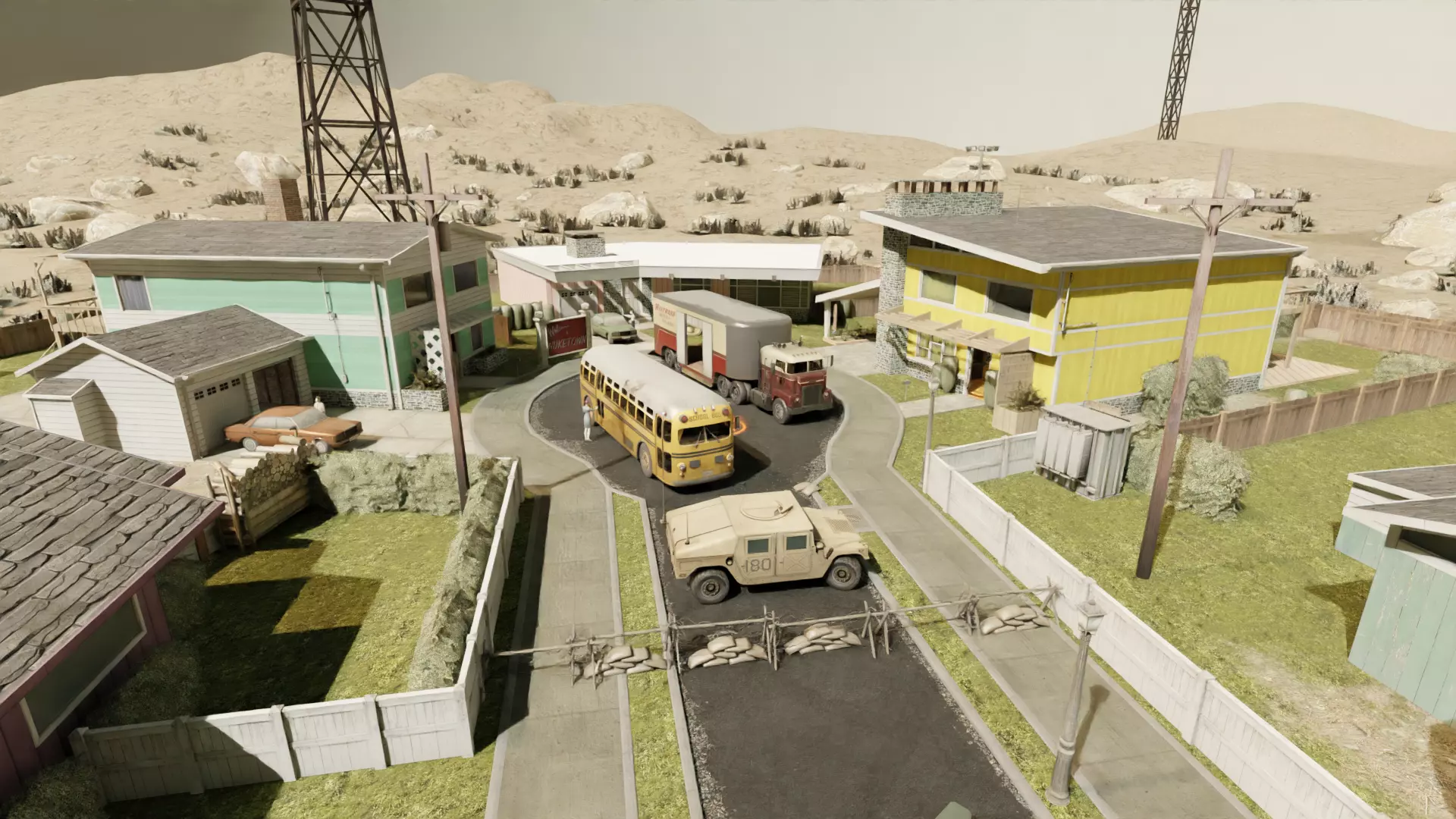 COD Nuketown Complete map with textures Low-poly 3D model