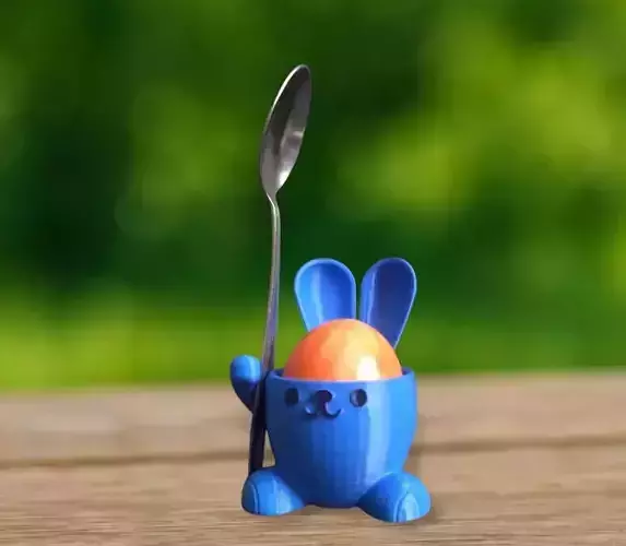  Bunny Egg Cup with Spoon Holder 3D print model