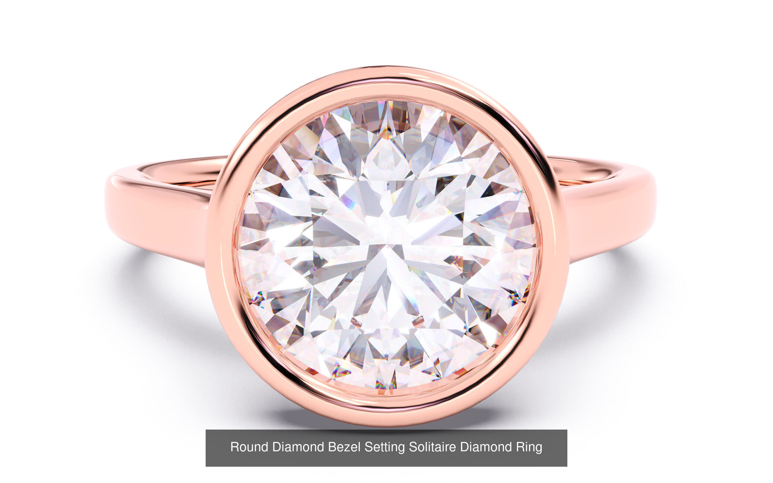 30 Round  Diamond Solitaire Rings  3D Model Collection_3