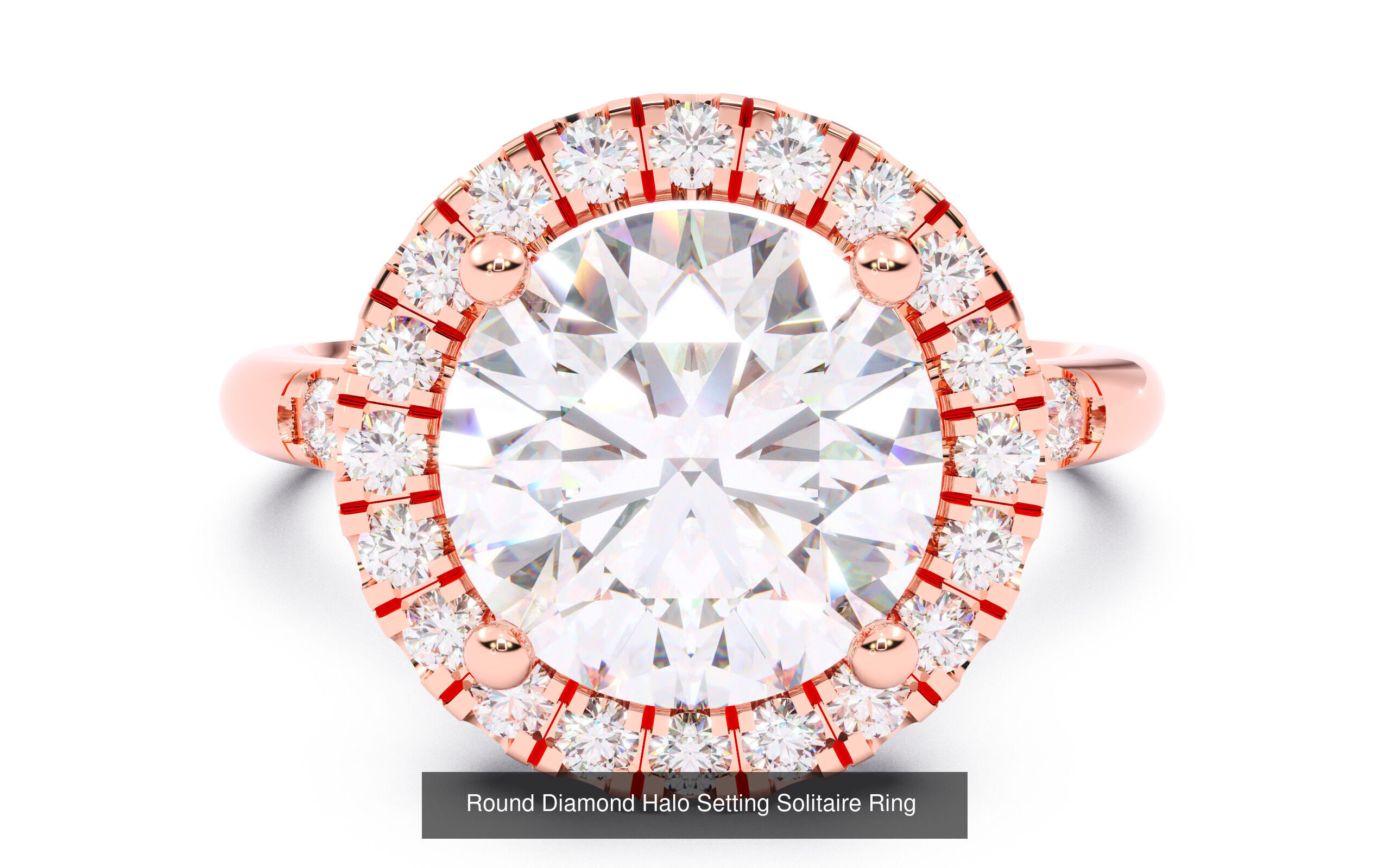 30 Round  Diamond Solitaire Rings  3D Model Collection_7