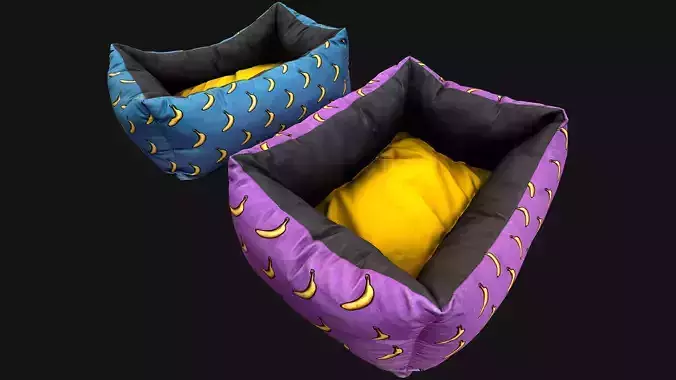 Dog Cat Pet Bed Banana Print Low-poly 3D model