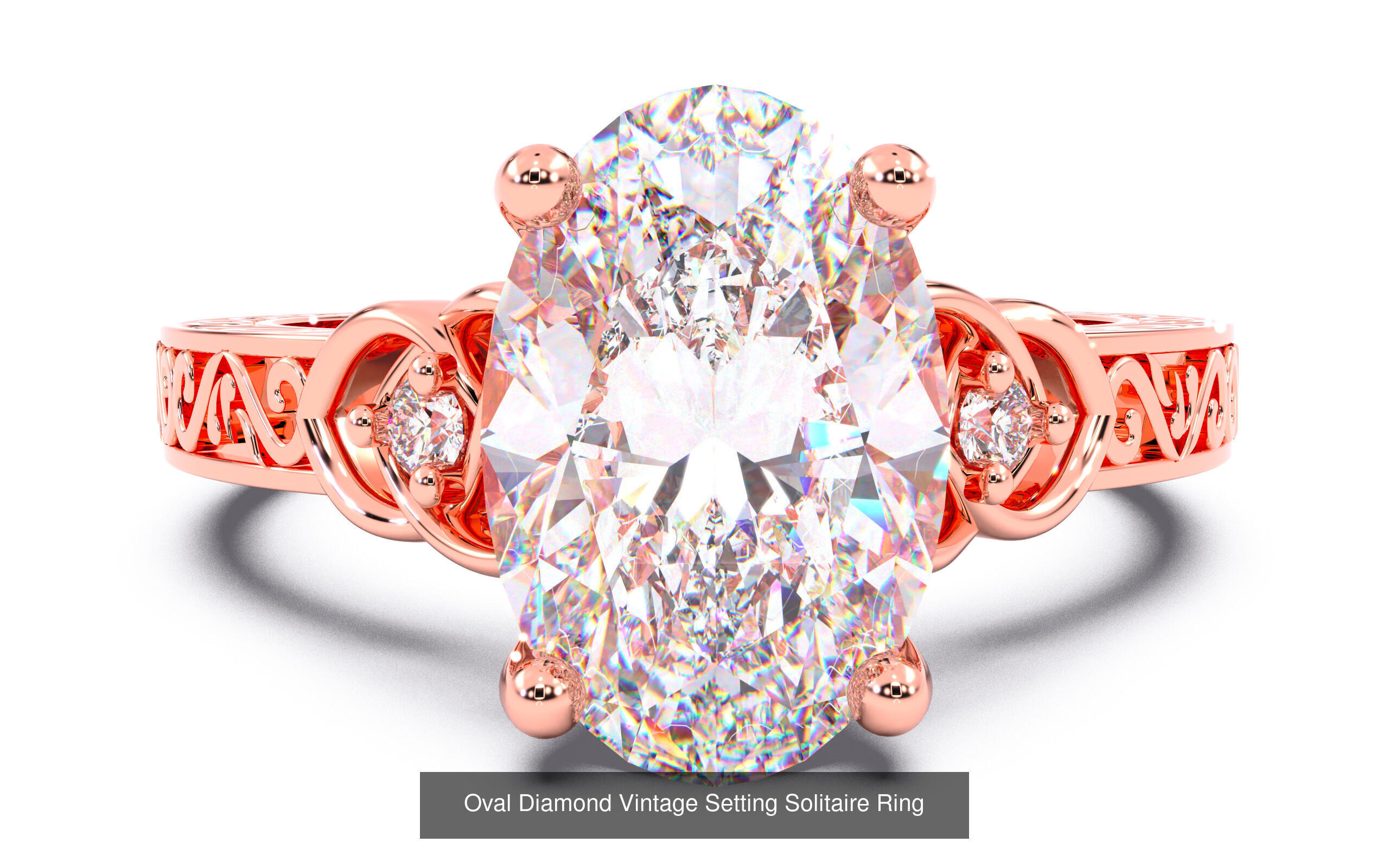 30 Oval Diamond Solitaire Rings 3D Model Collection_30