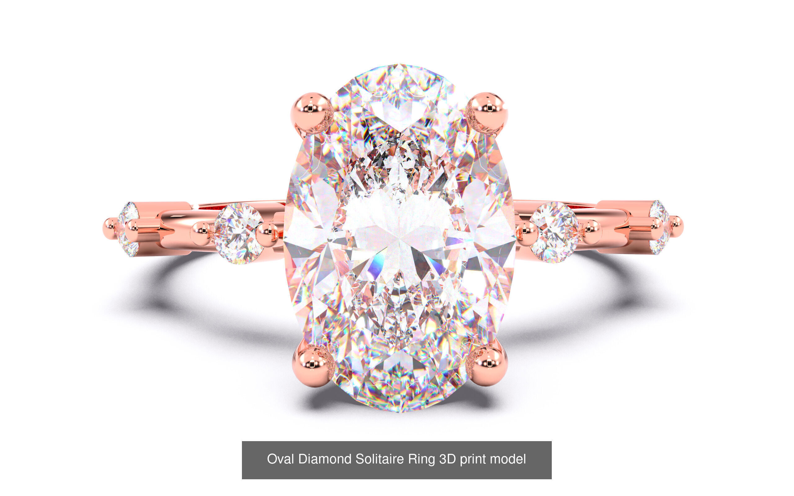 30 Oval Diamond Solitaire Rings 3D Model Collection_31
