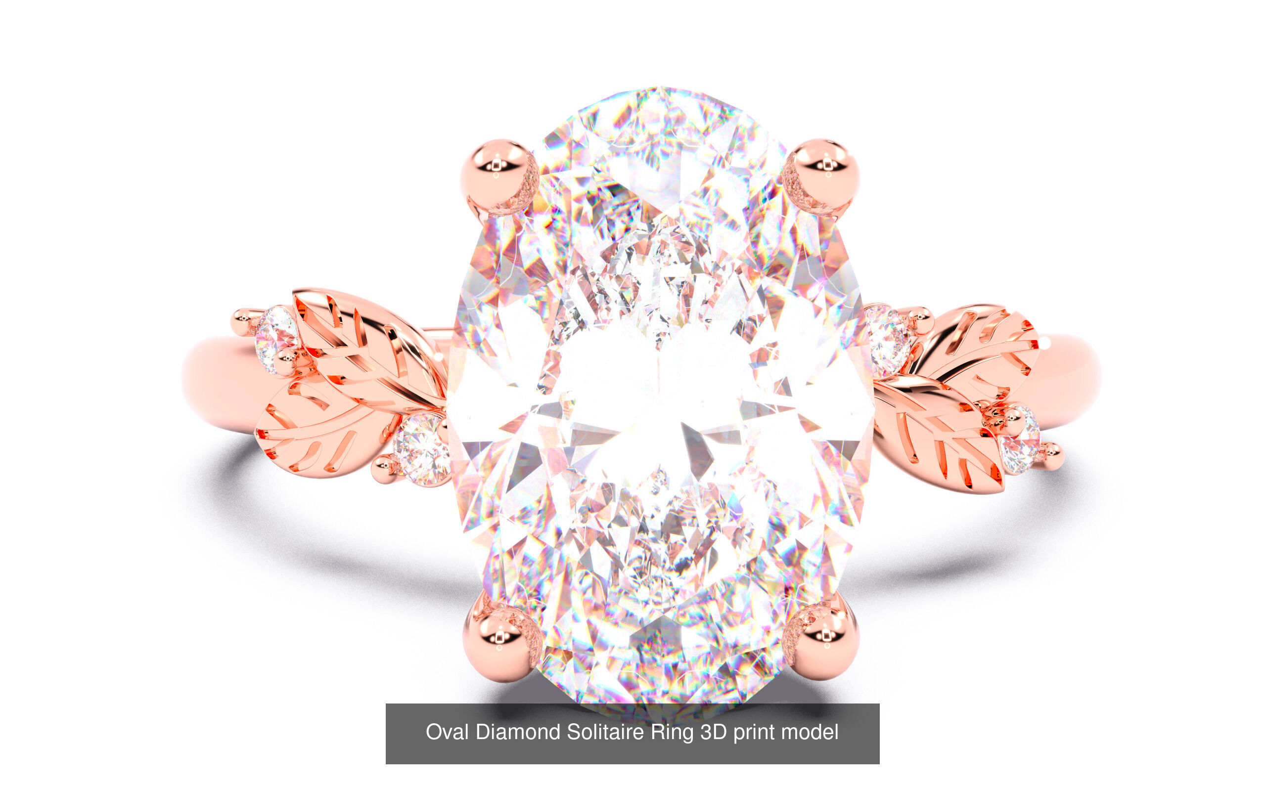 30 Oval Diamond Solitaire Rings 3D Model Collection_25