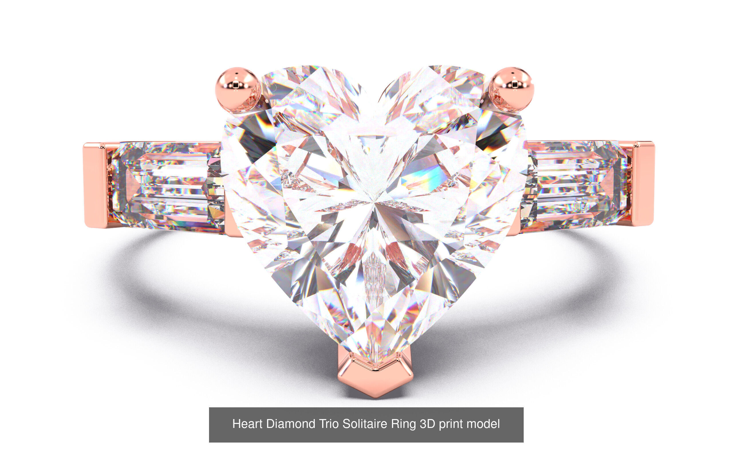 30 Heart Diamond Solitaire Rings 3D Model Collection_28