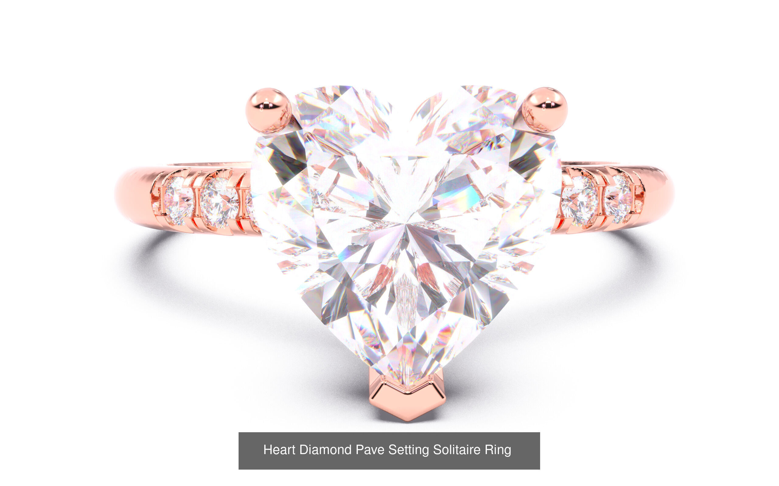 30 Heart Diamond Solitaire Rings 3D Model Collection_13