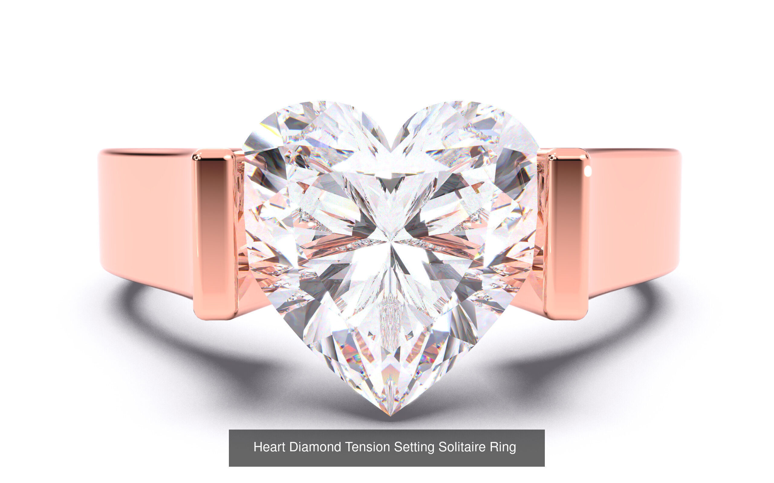 30 Heart Diamond Solitaire Rings 3D Model Collection_32