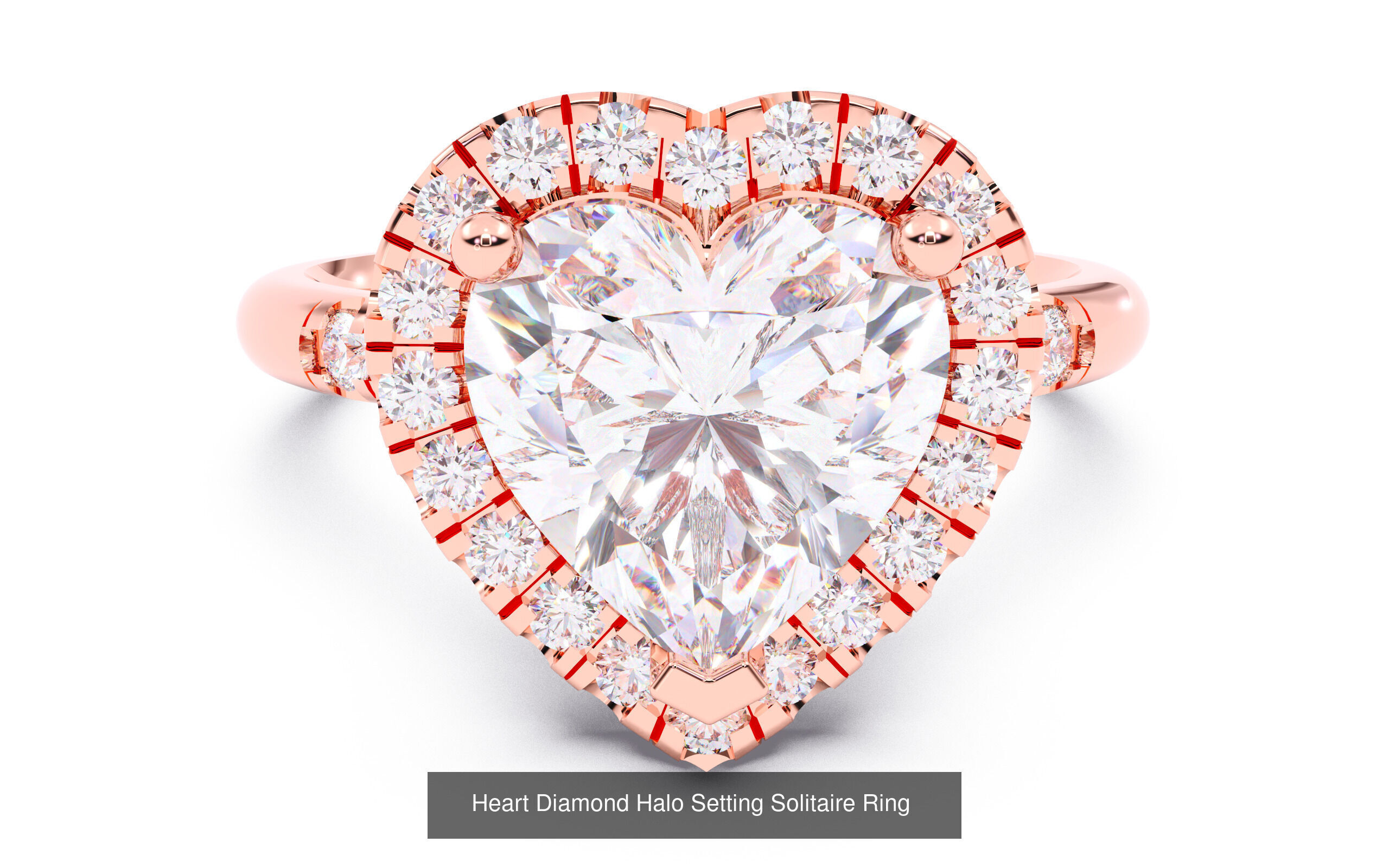 30 Heart Diamond Solitaire Rings 3D Model Collection_7