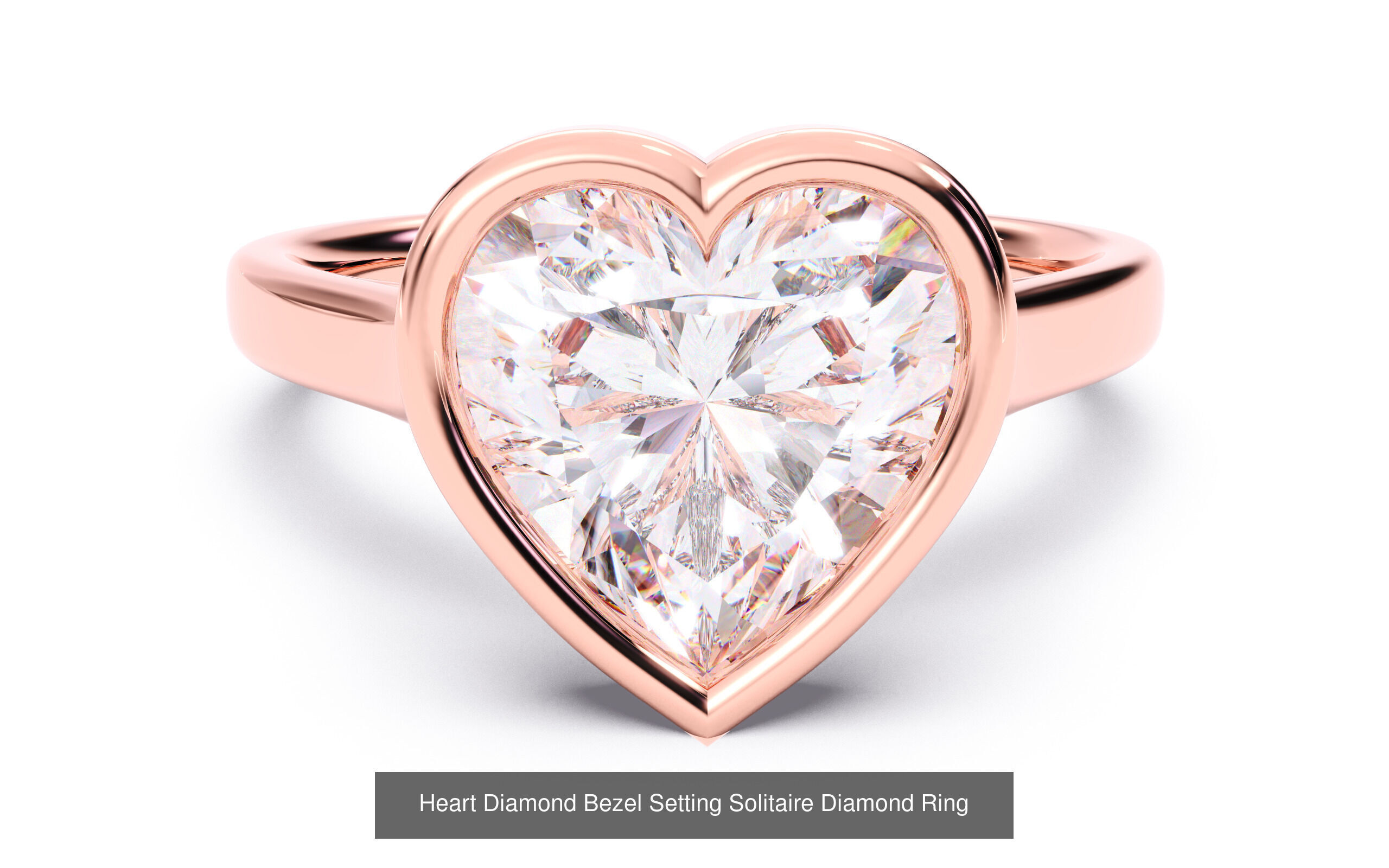 30 Heart Diamond Solitaire Rings 3D Model Collection_3