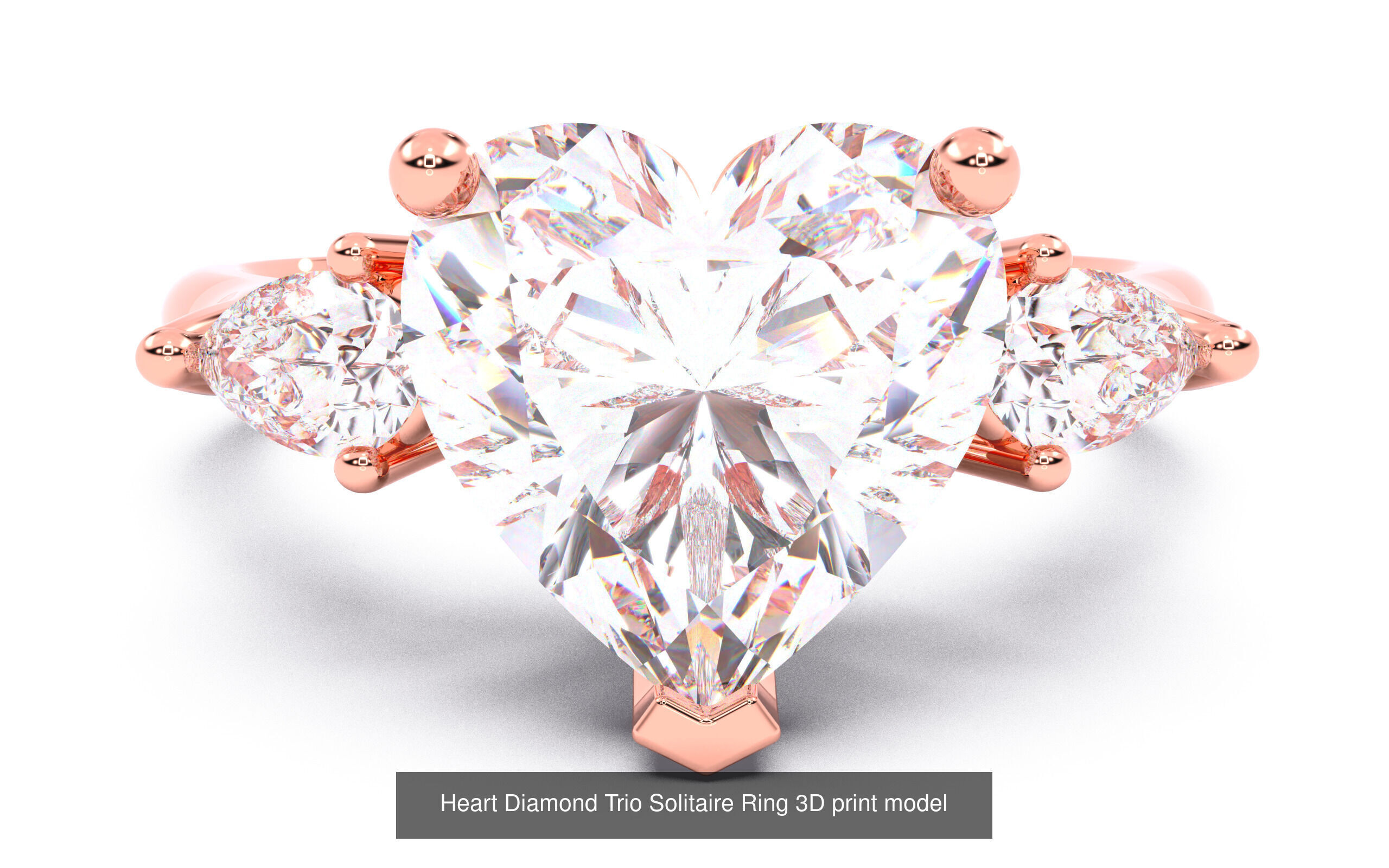 30 Heart Diamond Solitaire Rings 3D Model Collection_26