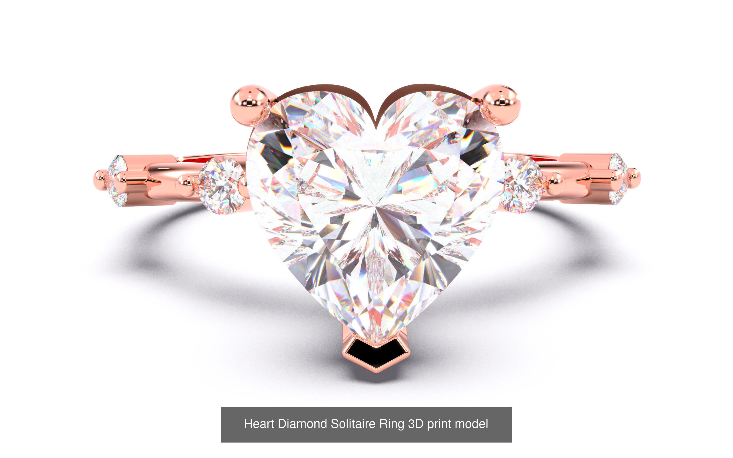 30 Heart Diamond Solitaire Rings 3D Model Collection_31