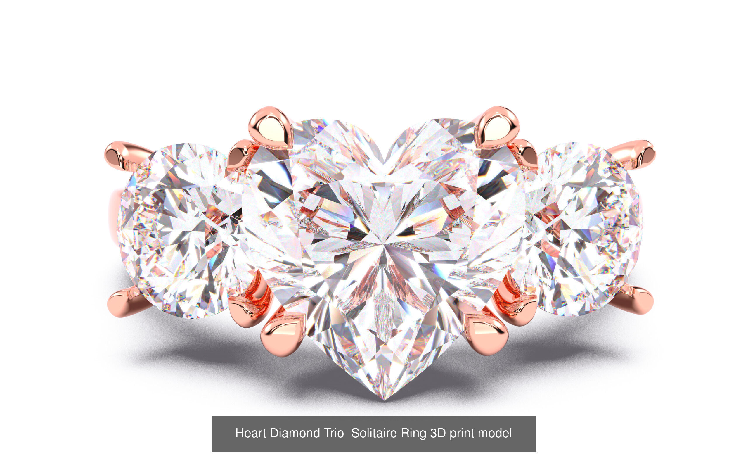 30 Heart Diamond Solitaire Rings 3D Model Collection_27