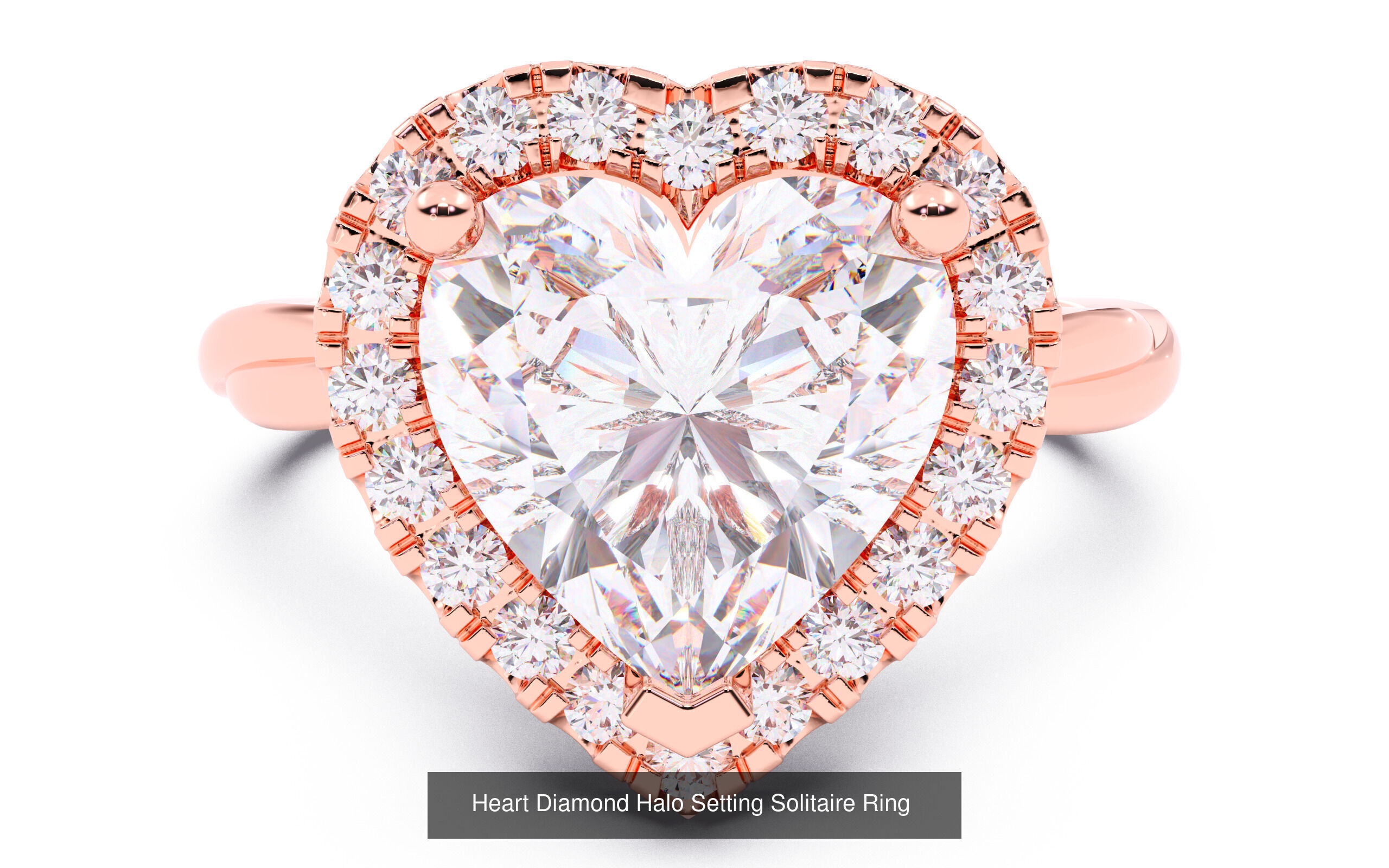 30 Heart Diamond Solitaire Rings 3D Model Collection_9