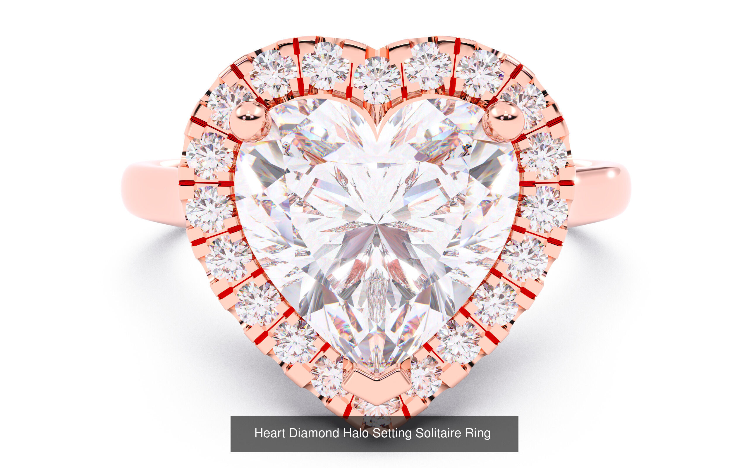 30 Heart Diamond Solitaire Rings 3D Model Collection_8