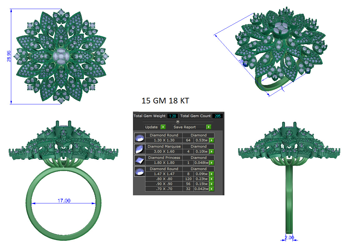 Women Ring Render 3dm STL OBJ FBX Details 3D print model_1
