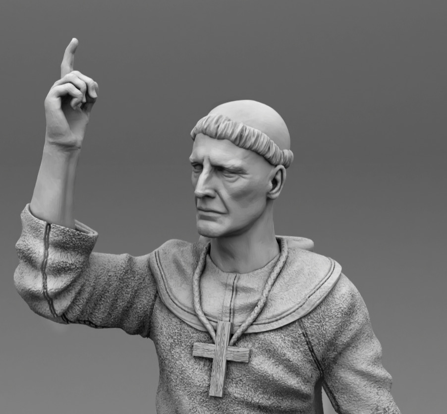 Medieval monk  3D print model_4