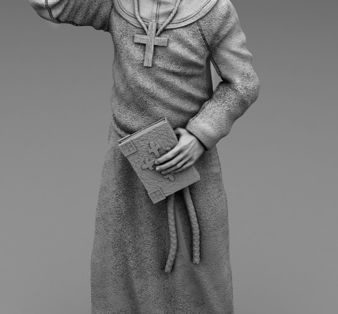Medieval monk  3D print model_5
