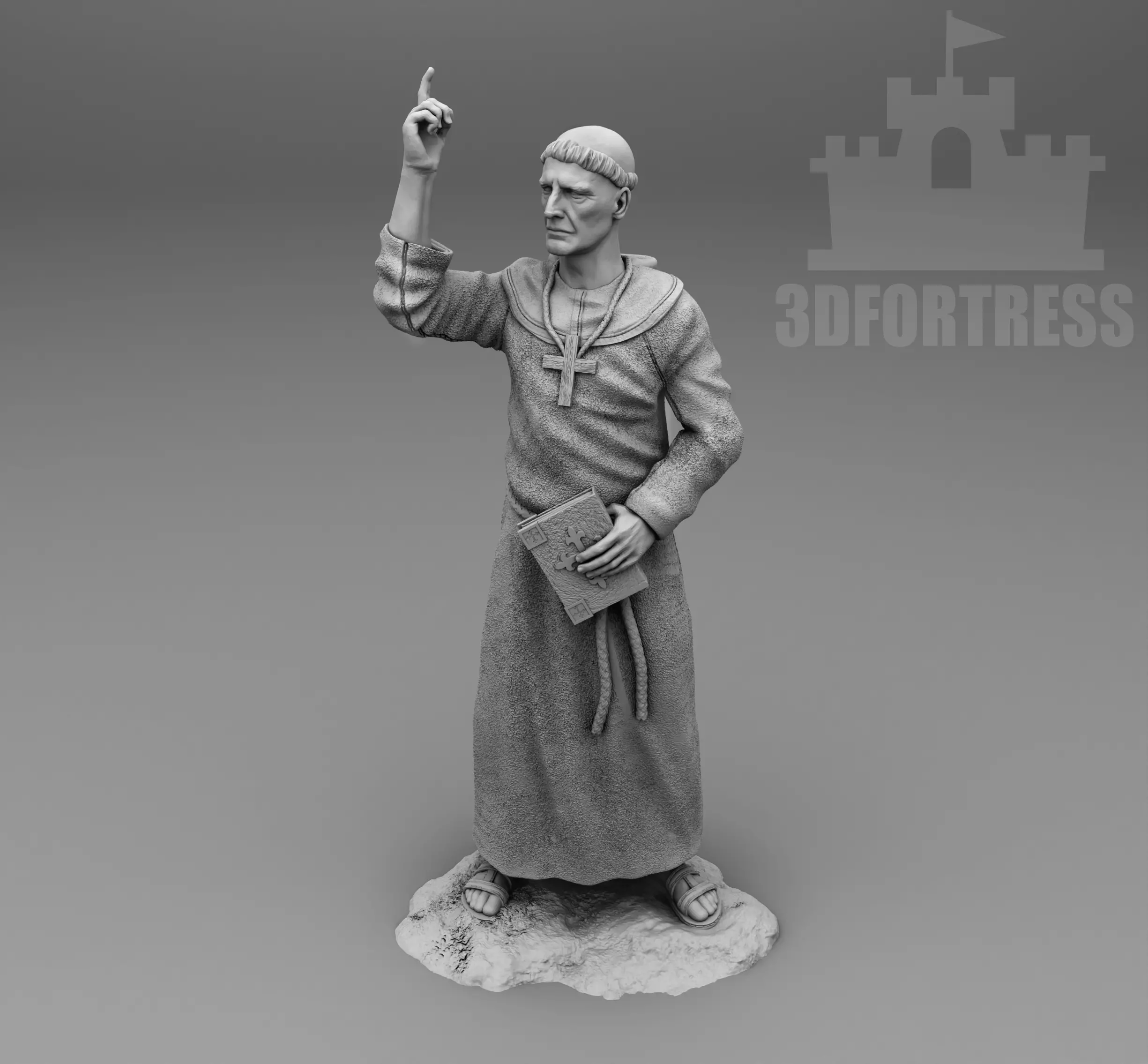 Medieval monk  3D print model_0