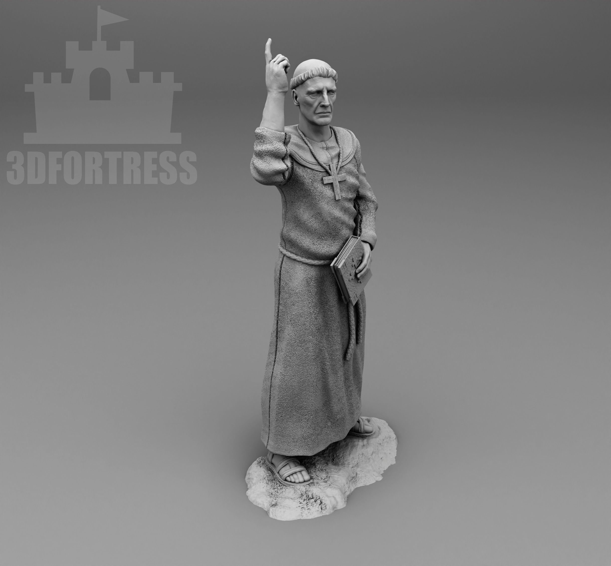 Medieval monk  3D print model_1