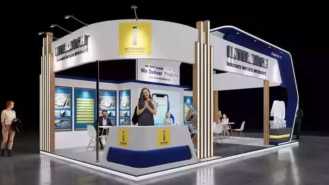 Exhibition Stand 9x5 3Sides D2V1 3D model 3D model