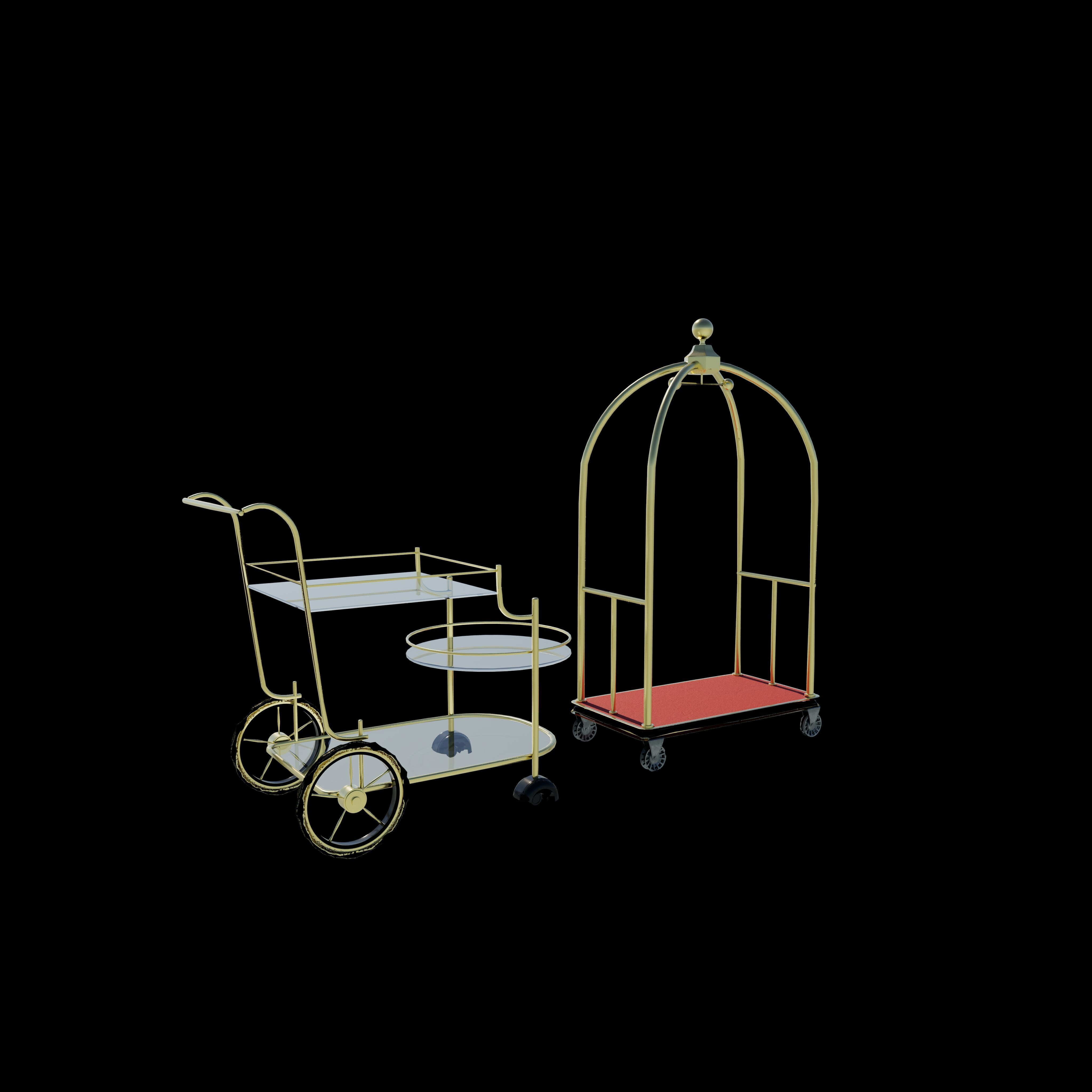 Luggage Trolley Cart  3D model_7