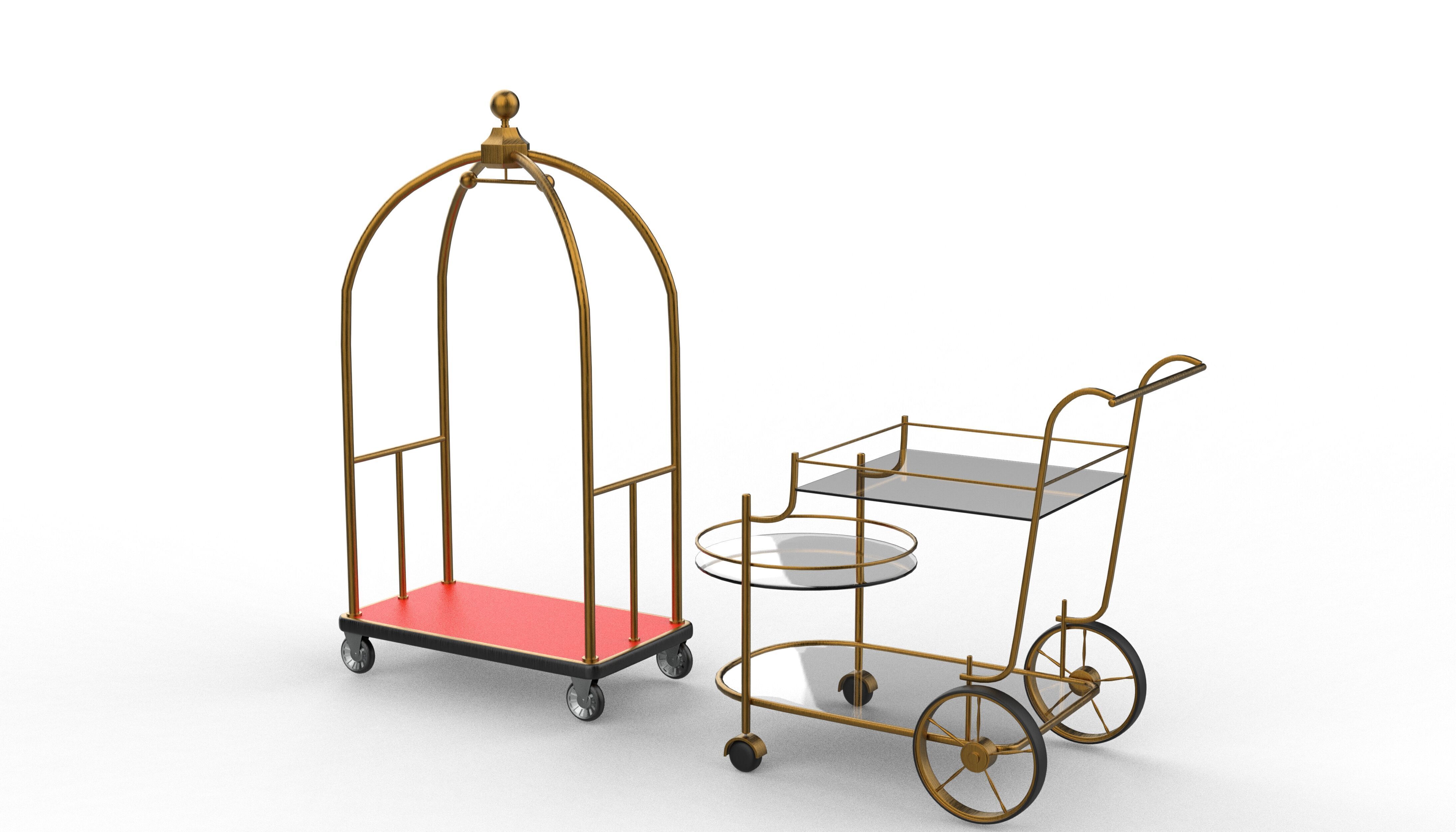 Luggage Trolley Cart  3D model_3