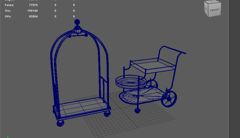 Luggage Trolley Cart  3D model_8