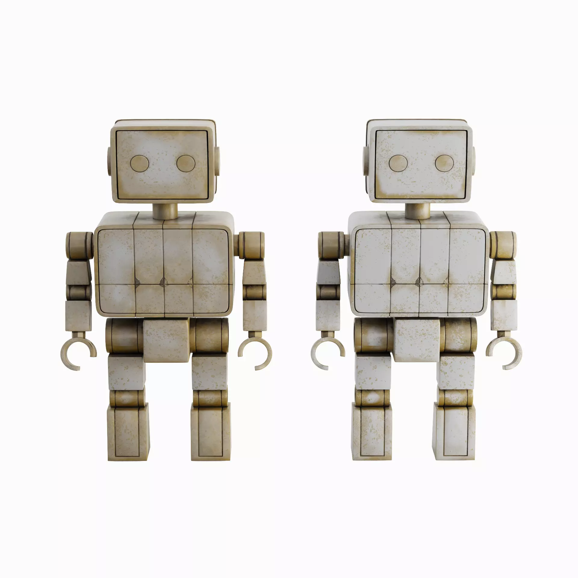 Decorative Robot Sculpture Set 3D model_0