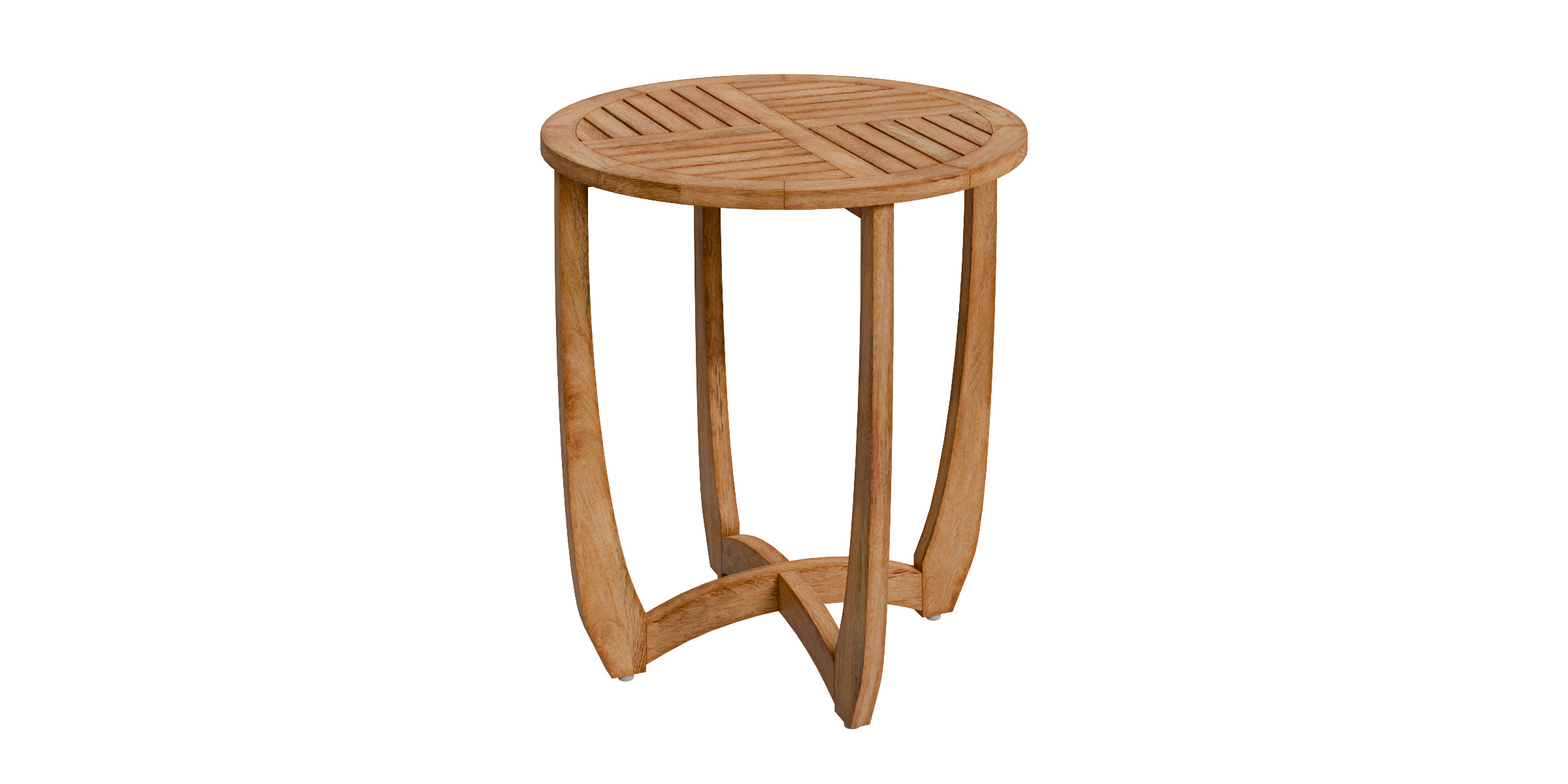 Outdoor Circular Wood Bistro Table And Slat Panel Table Top Low-poly 3D model_11