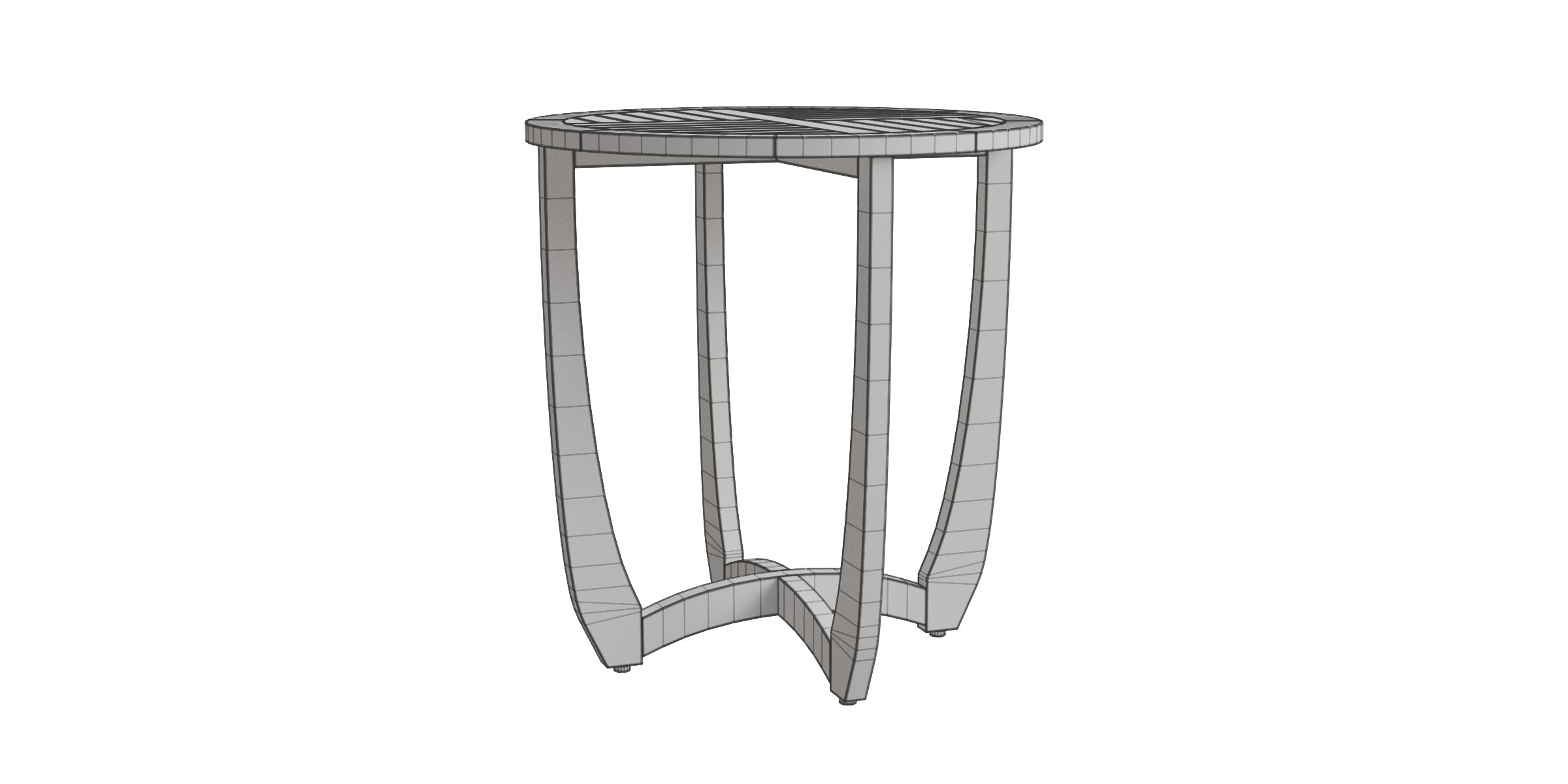 Outdoor Circular Wood Bistro Table And Slat Panel Table Top Low-poly 3D model_4