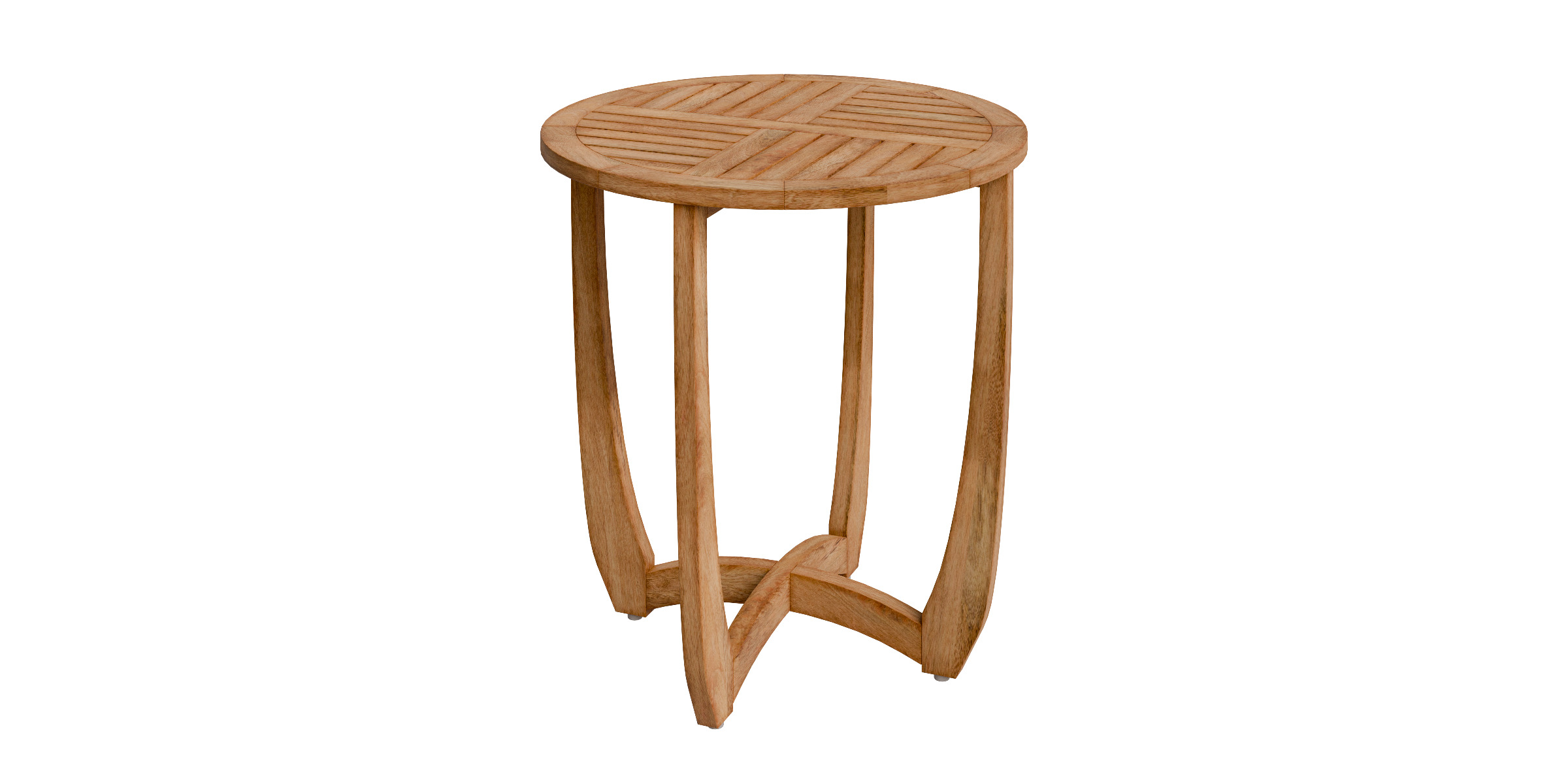 Outdoor Circular Wood Bistro Table And Slat Panel Table Top Low-poly 3D model_12