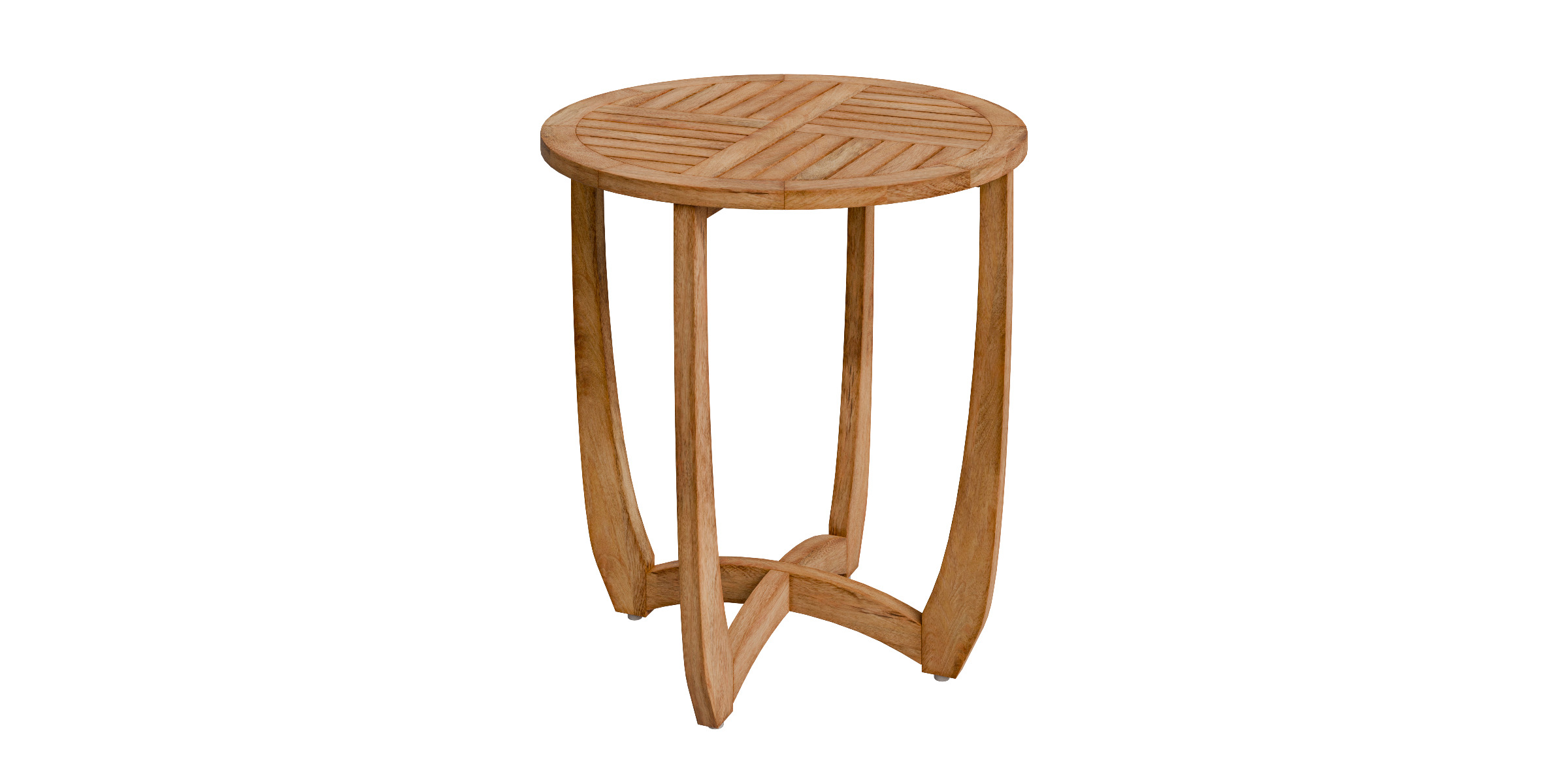 Outdoor Circular Wood Bistro Table And Slat Panel Table Top Low-poly 3D model_10