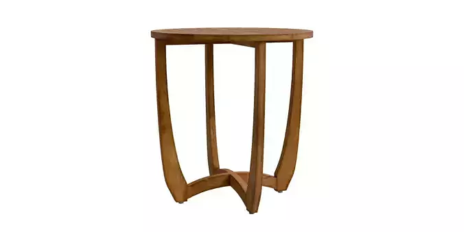 Outdoor Circular Wood Bistro Table And Slat Panel Table Top