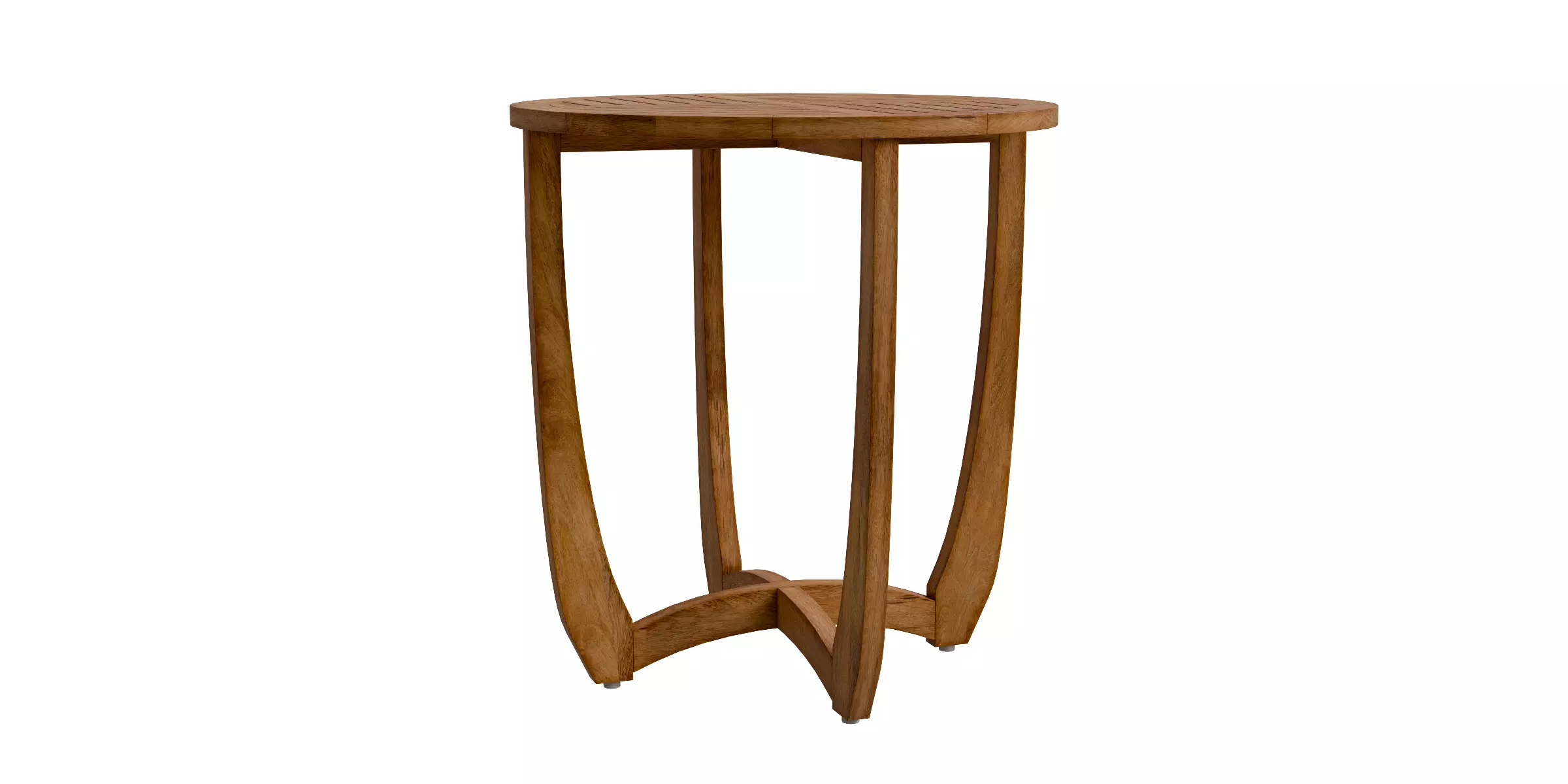 Outdoor Circular Wood Bistro Table And Slat Panel Table Top Low-poly 3D model_0