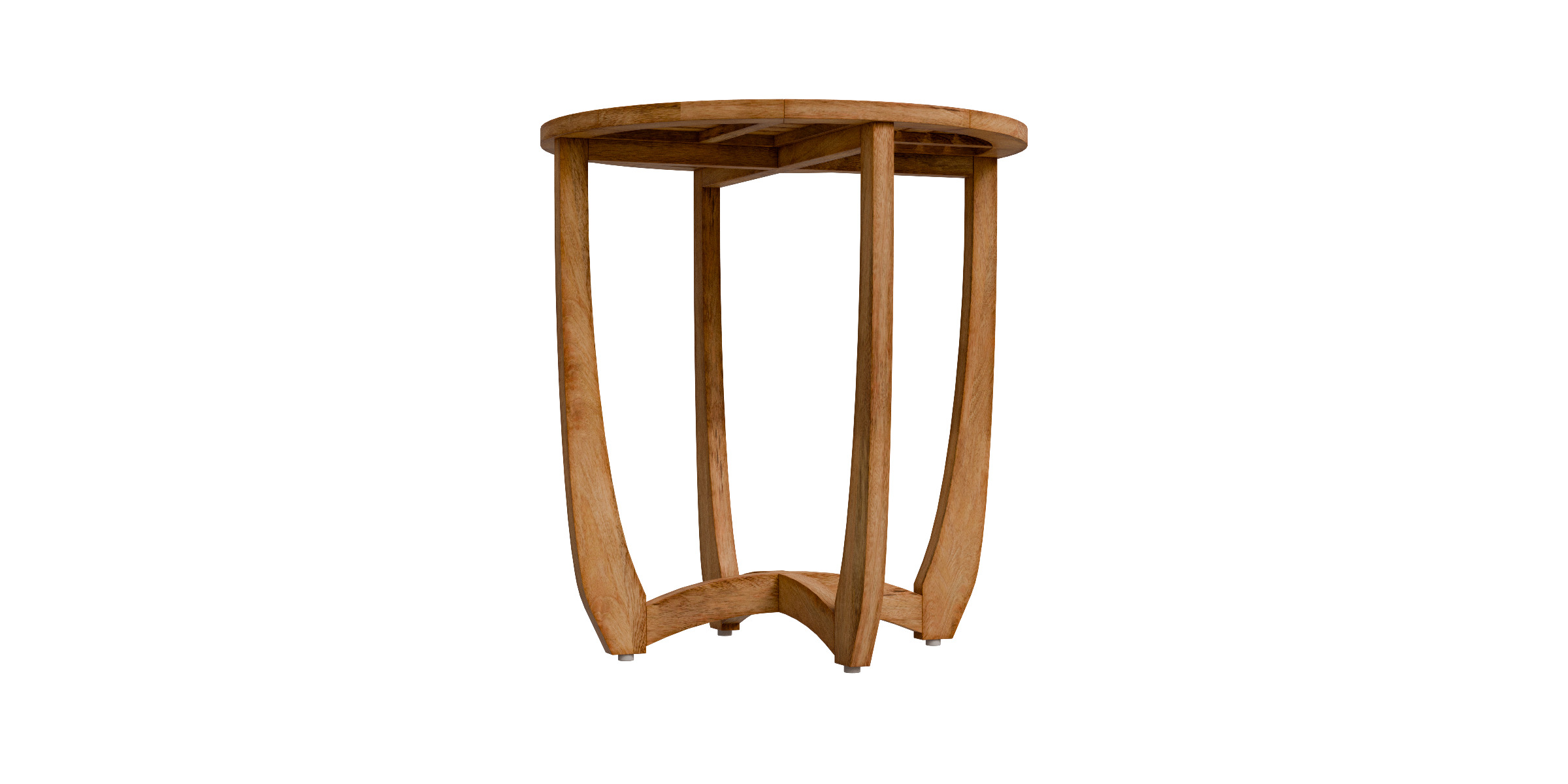 Outdoor Circular Wood Bistro Table And Slat Panel Table Top Low-poly 3D model_7