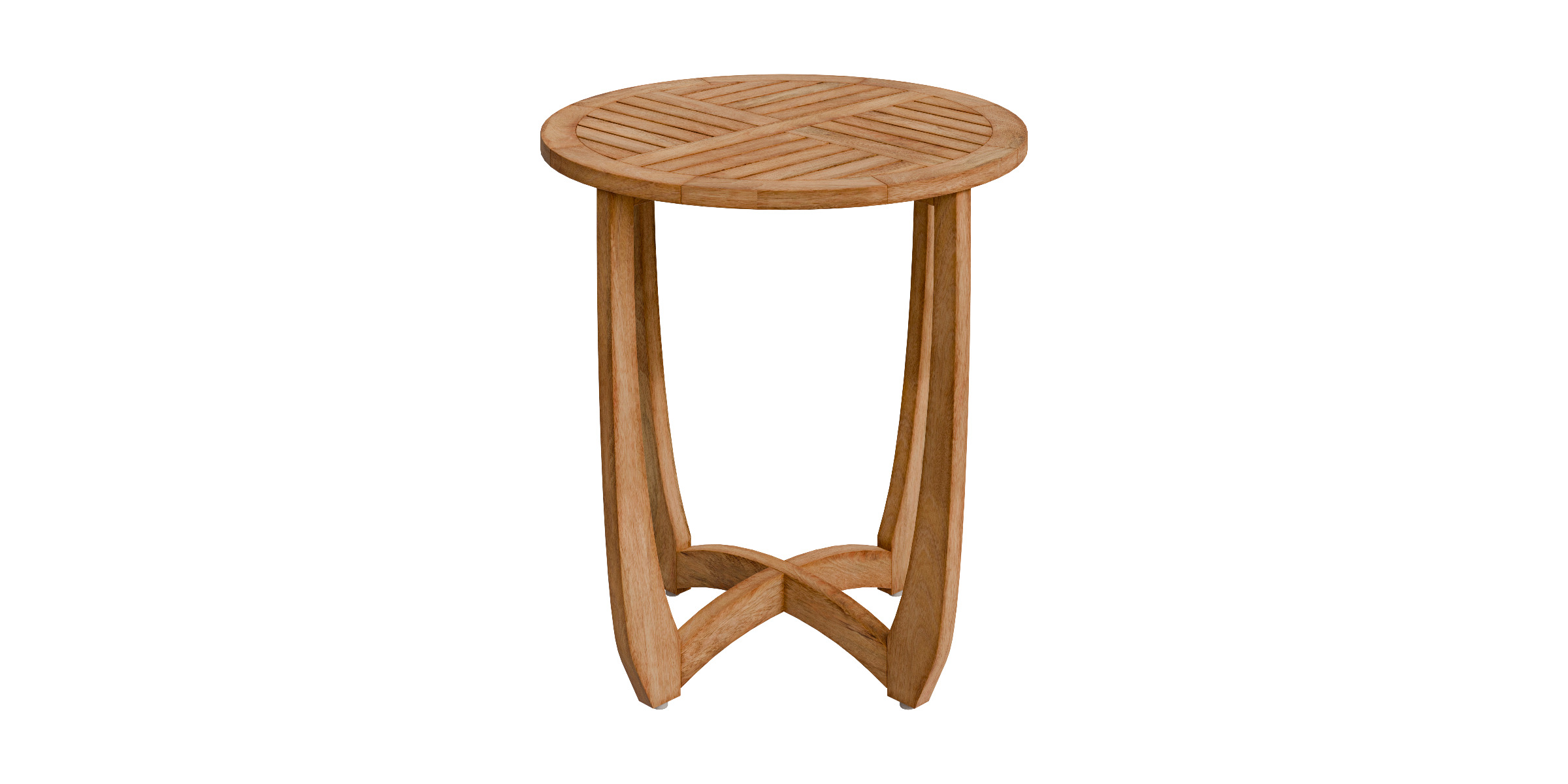 Outdoor Circular Wood Bistro Table And Slat Panel Table Top Low-poly 3D model_2