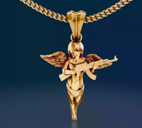 Angel gun pendant printable gold jewelry printable 3D model