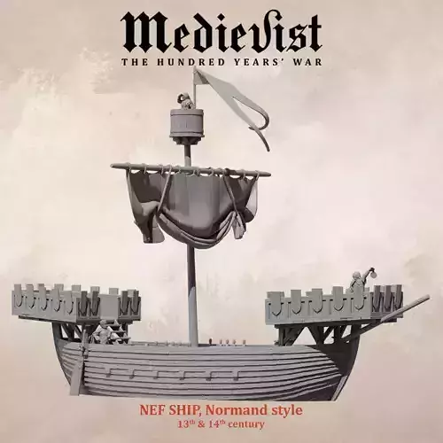 Medieval Nef ship  Normand style 13th and 14th century 3D print model