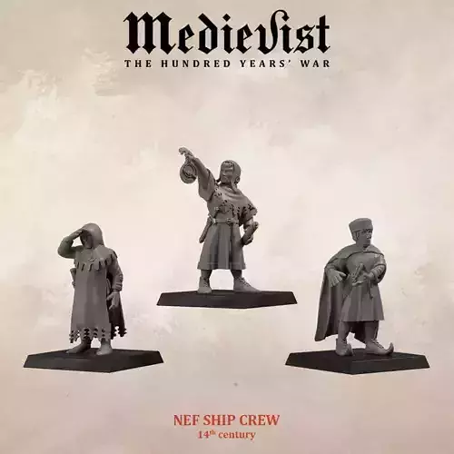 Medieval ship crew captain helmsman lookout early 14th century 3D print model