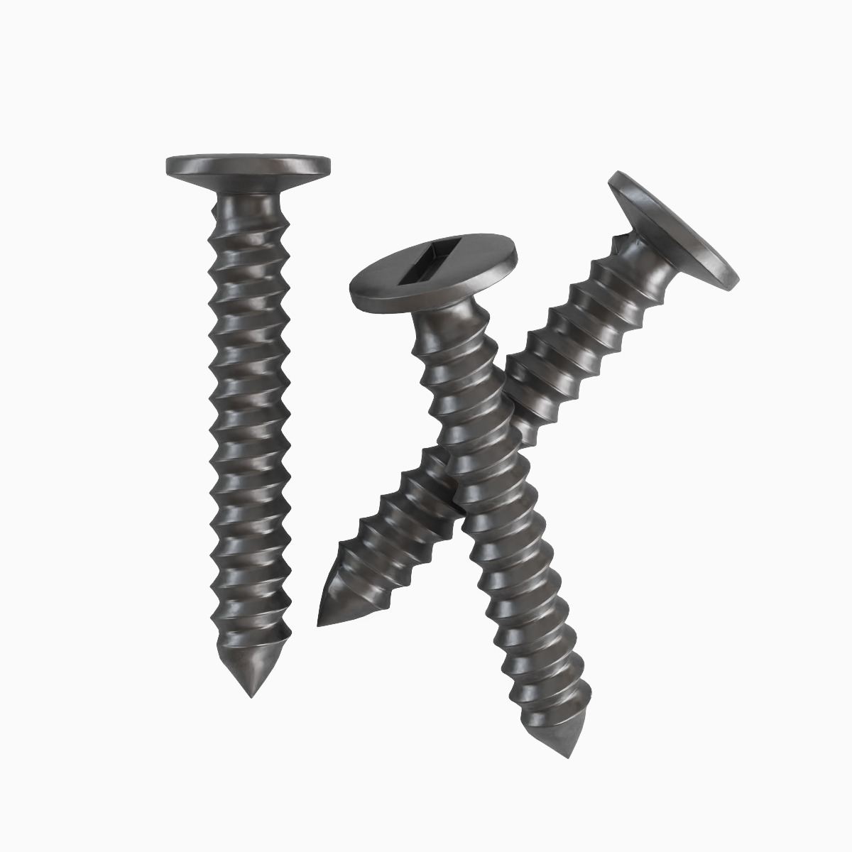 Aluminium Screw Set Low-poly 3D model_10