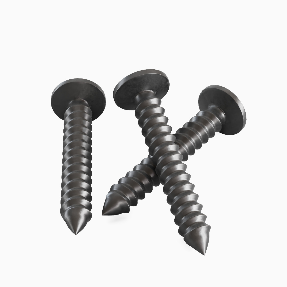 Aluminium Screw Set Low-poly 3D model_7